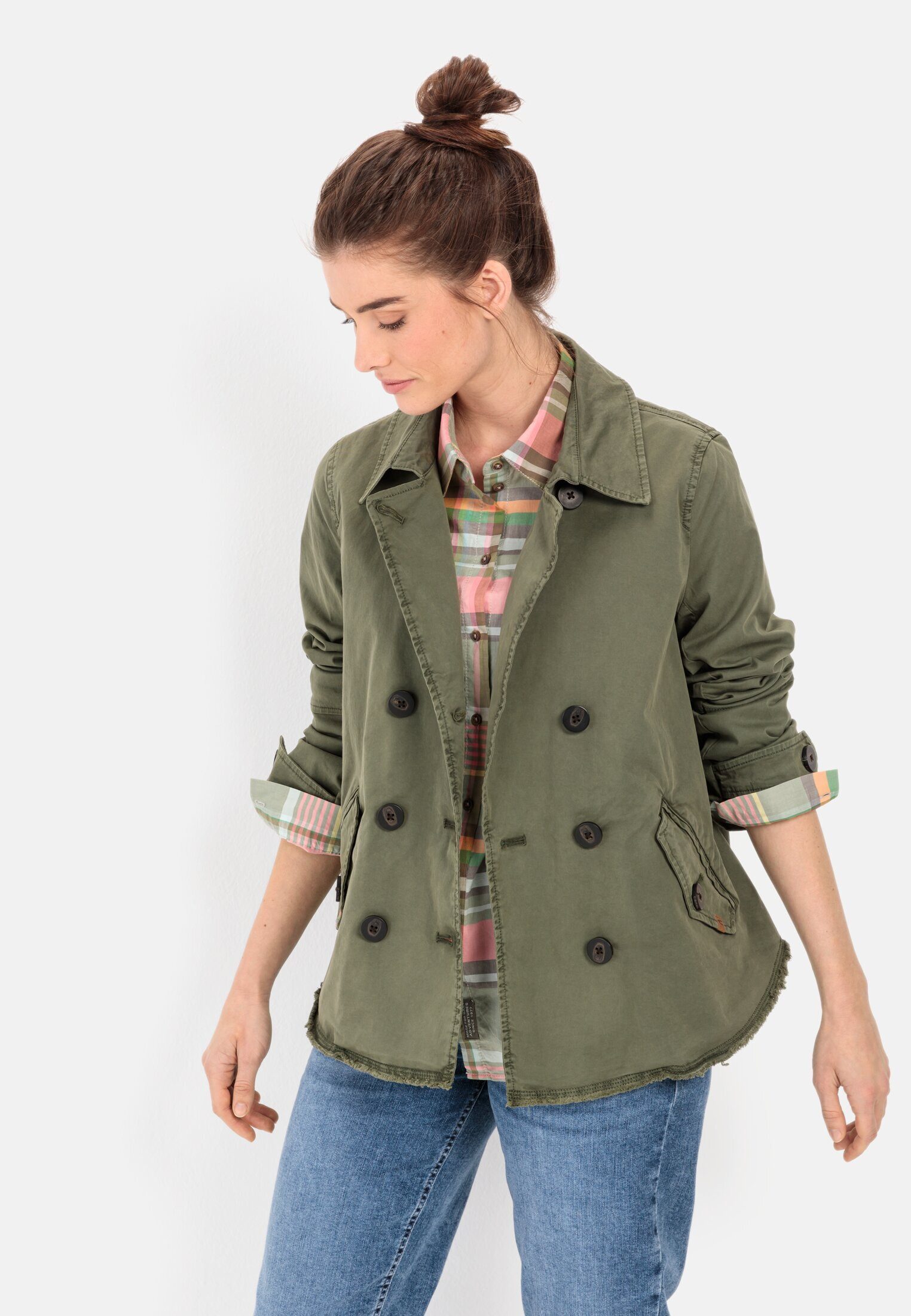 camel active Jackenblazer aus einem elastischen Baumwollmix Langarm Reverskragen