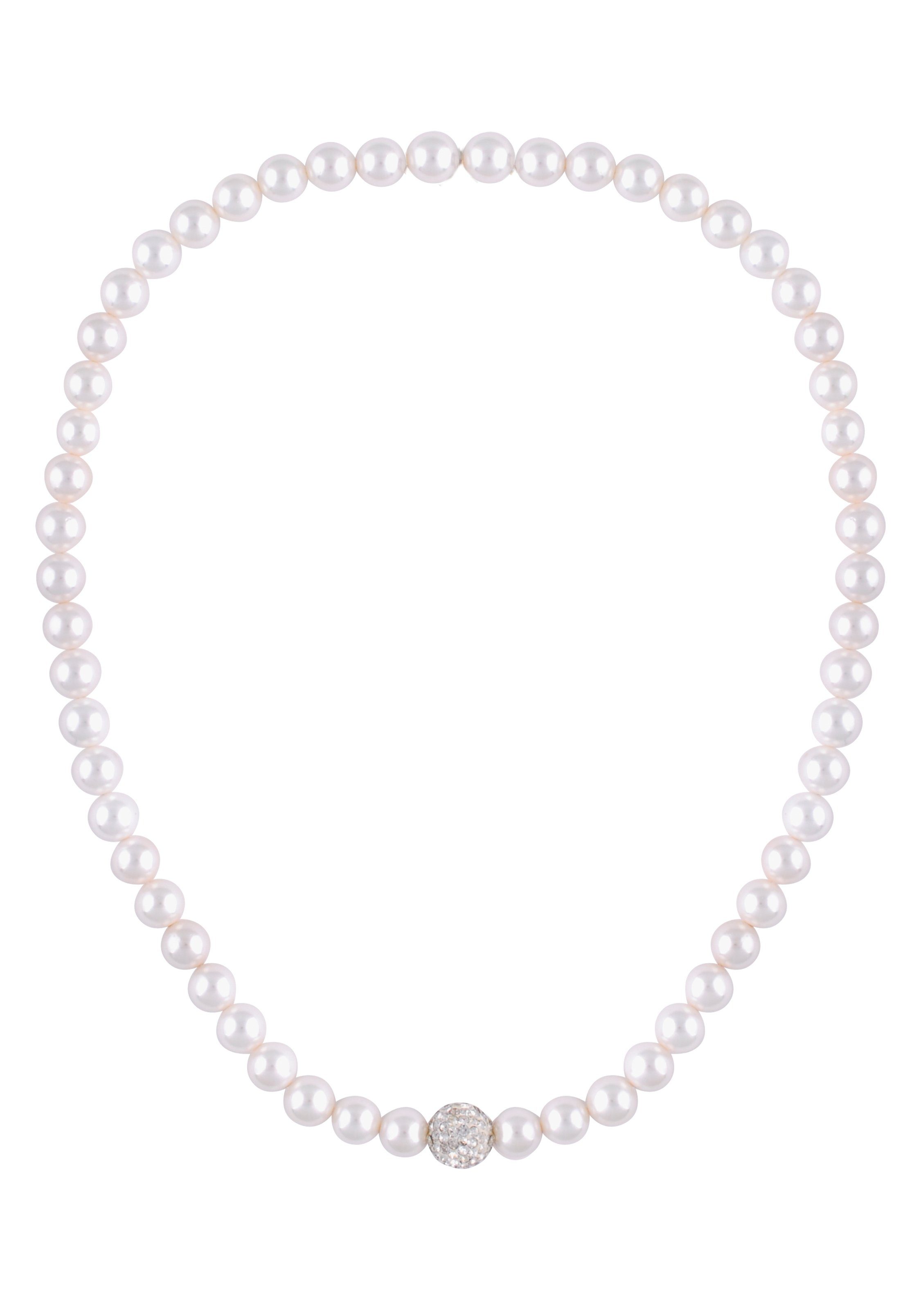 leslii Perlenkette Geschenk Halskette Perlencollier, 10646213, mit Muschelkernperlen und Strasssteinen