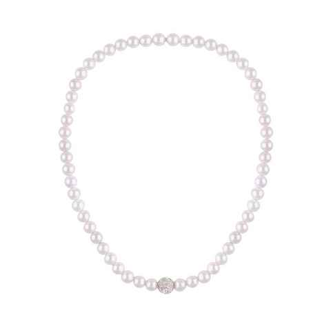 leslii Perlenkette Geschenk Halskette Perlencollier, 10646213, mit Strassstein - mit Muschelkernperle