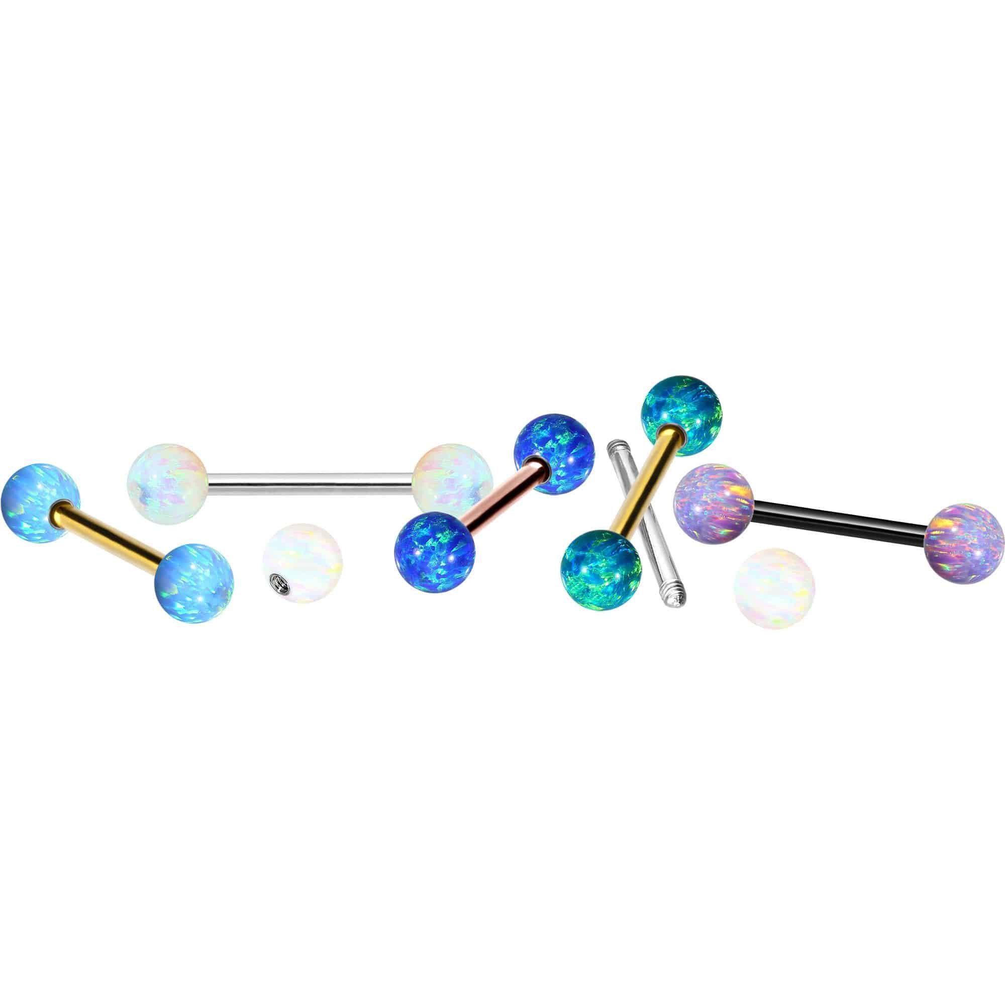 PIERCINGLINE Brustwarzenpiercing Titan Barbell SYNTHETISCHE OPALE (Barbells, 1-tlg)