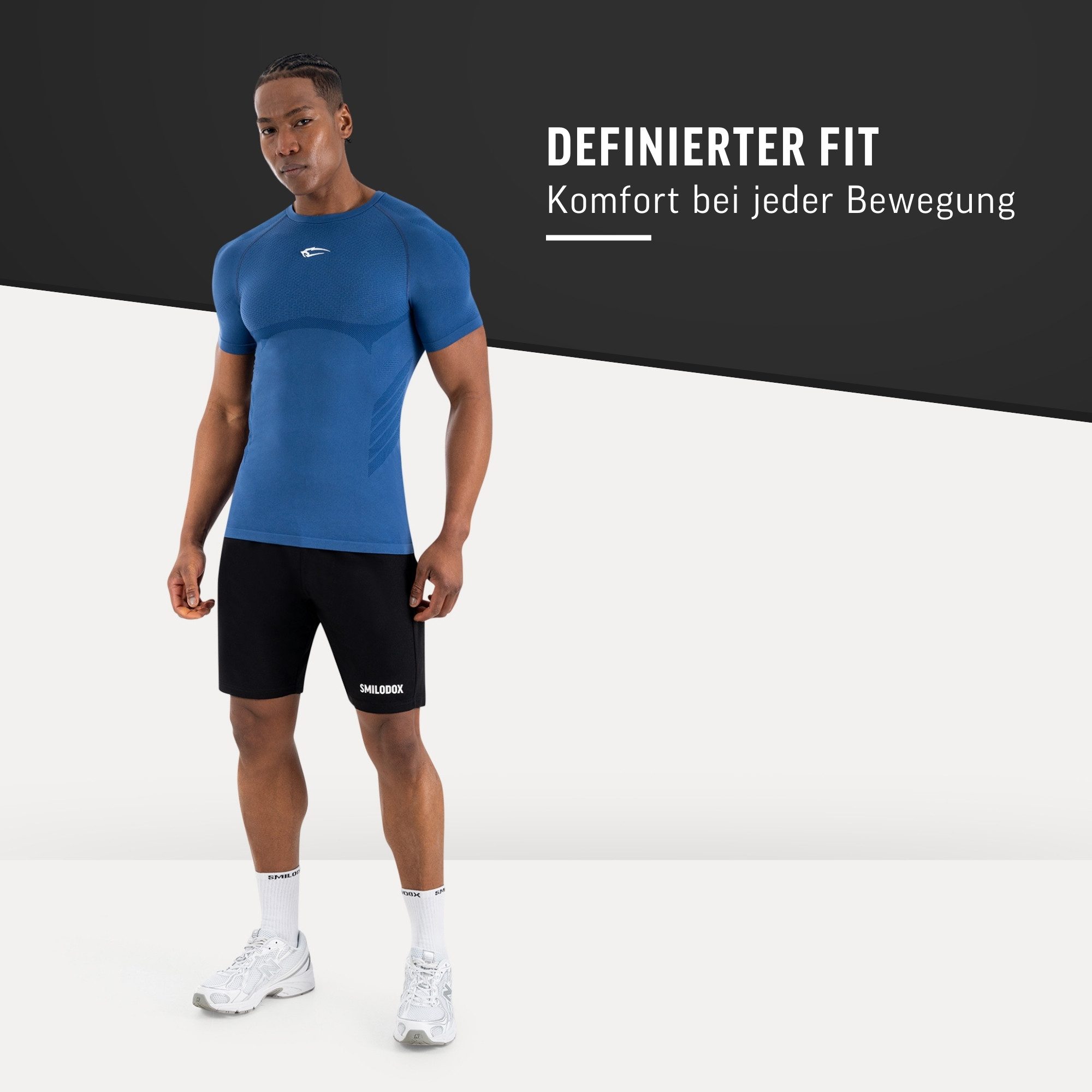 Smilodox T-Shirt Carnos, Compression Shirt Herren, Gymshirt, Seamless, Training Compression Fit, Seamless, atmungsaktiv, Body Mapping, Stretch