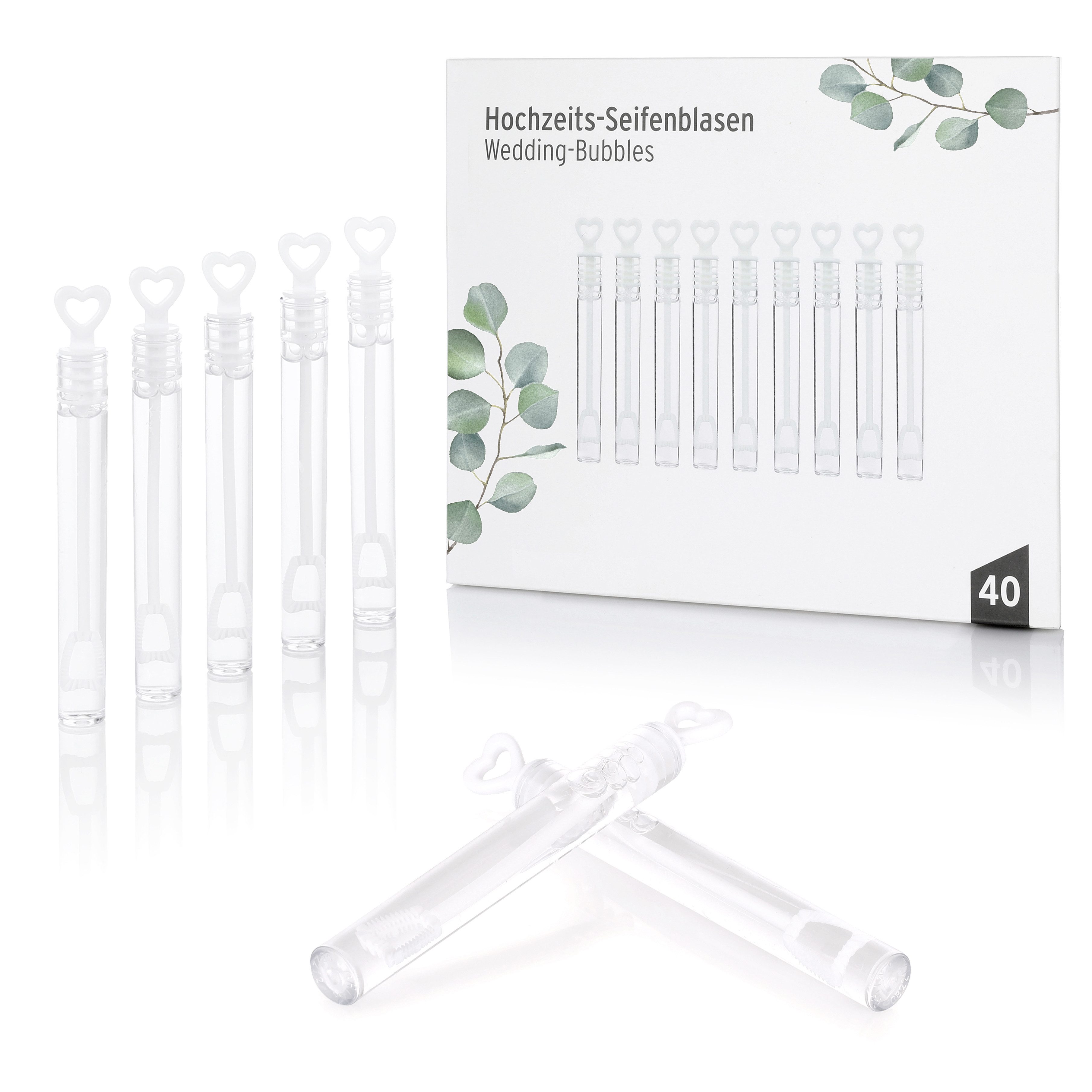Seifenblasenspielzeug Seifenblasen Hochzeit Set 40er Pack mit Herzgriff