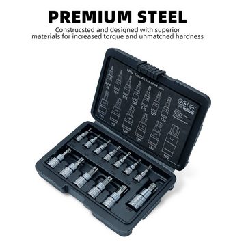 CCLIFE Steckschlüssel 13tlg Torx Bit Steckschlüsselsatz T8 -T60 bit set S2 Legierungsstahl