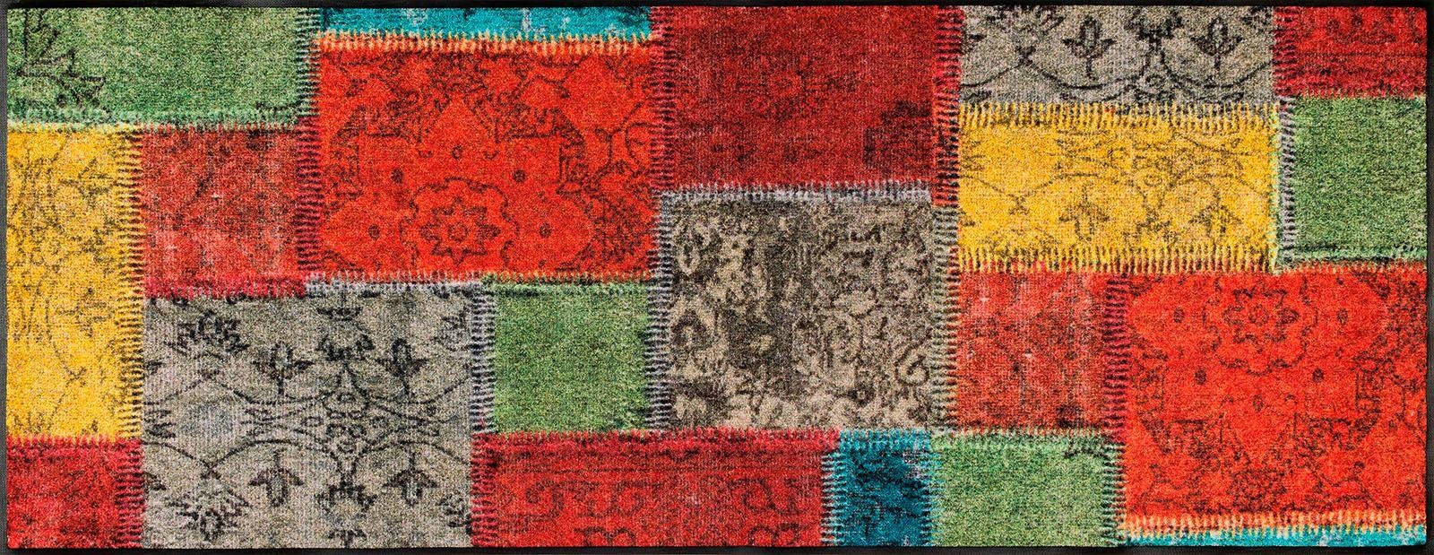 wash+dry by Kleen-Tex Läufer Vintage Patches, rechteckig, Höhe: 7 mm, Schmutzfangläufer, modernes Patchwork Design, rutschhemmend, waschbar