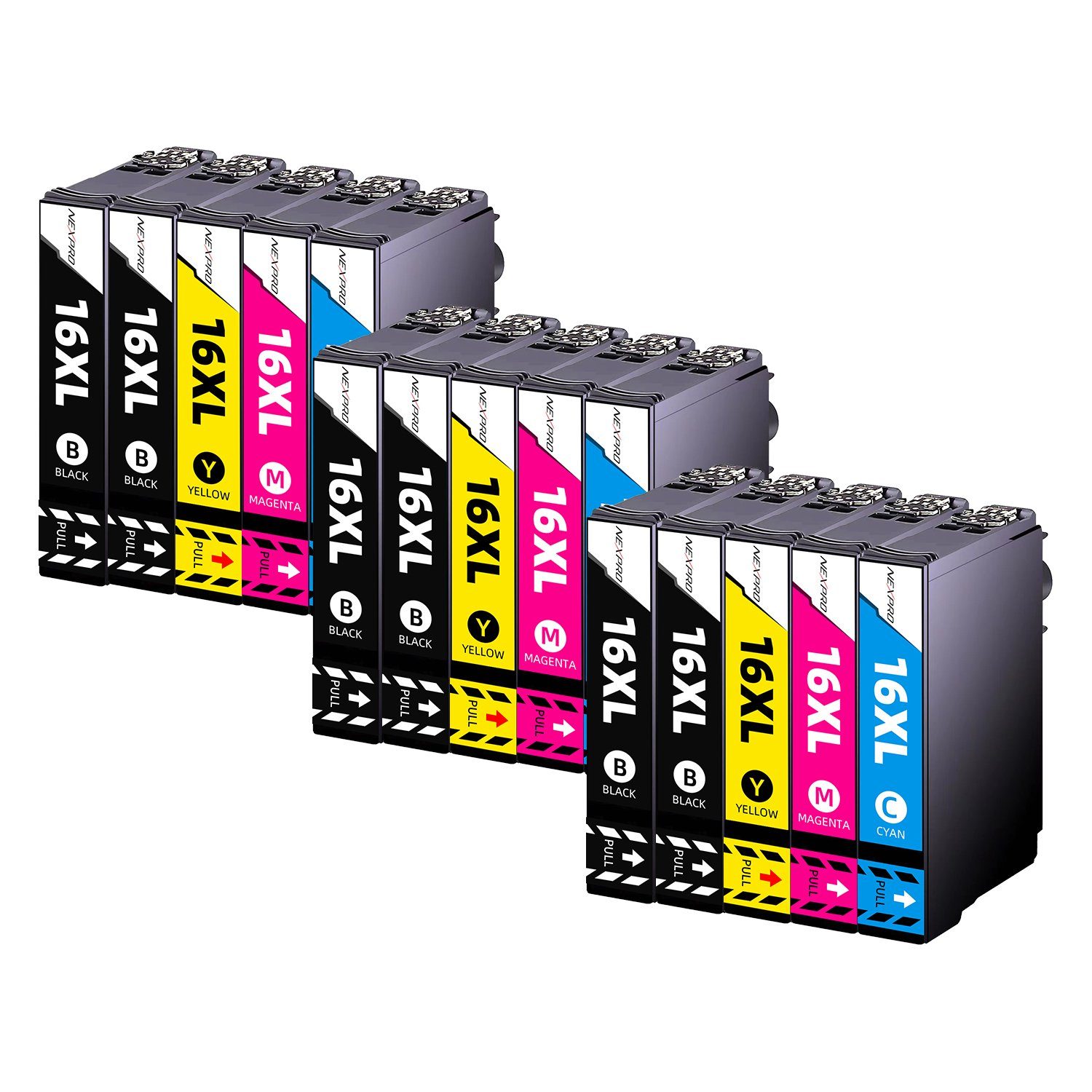 NEXPRO Epson 16XL 16 Druckerpatronen für WF 2760 2750 2630 2530 2510, 15er Tintenpatrone (Packung, WorkForce 2760 DWF 16XL/C13T16364012, Schwarz, Cyan, Magenta, Gelb)