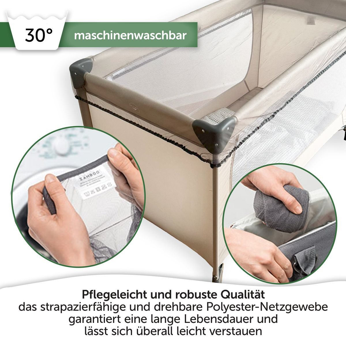 Zamboo Baby-Reisebett Universal - Grau, Insektenschutz / Mückennetz für Baby Reisebett Moskitonetz Babybetten