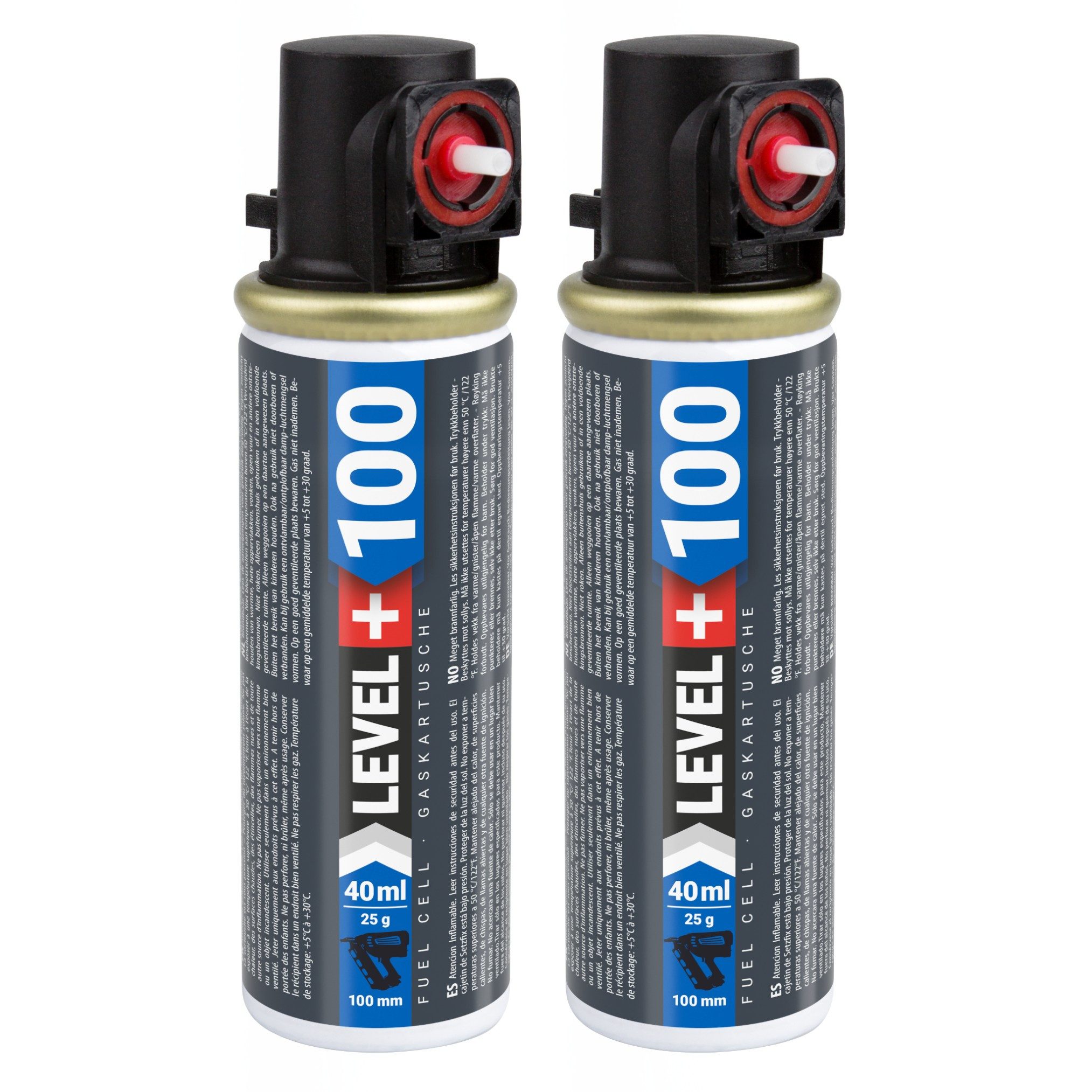 Level+ Gaskartusche Gaskartusche 100mm 40ml Ersatzgas für Nagler L+100 2St.