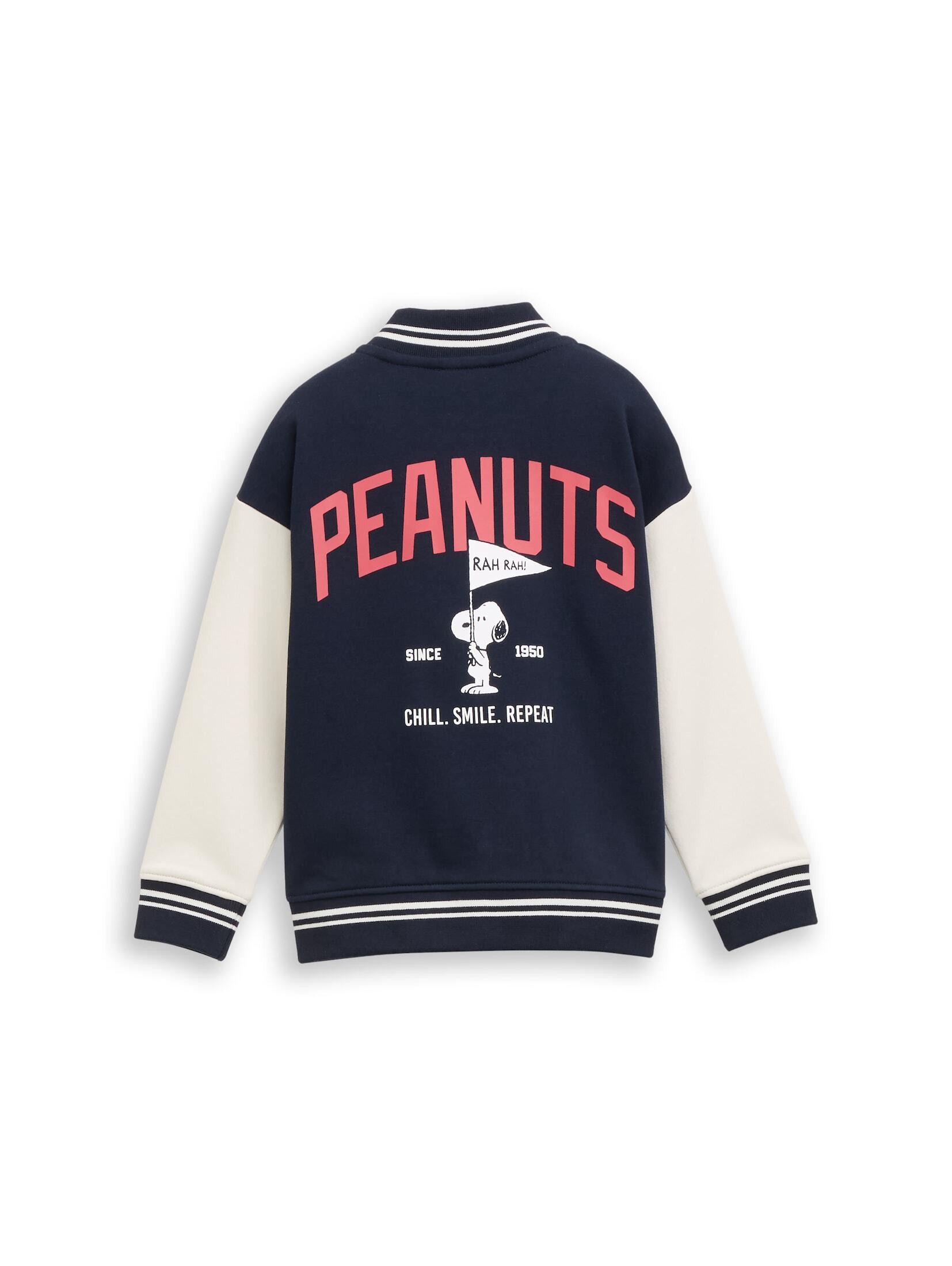 TOM TAILOR Sweatjacke Strick & Sweatshirts Oversize College Sweatjacke mit Snoopy-Rückenprint