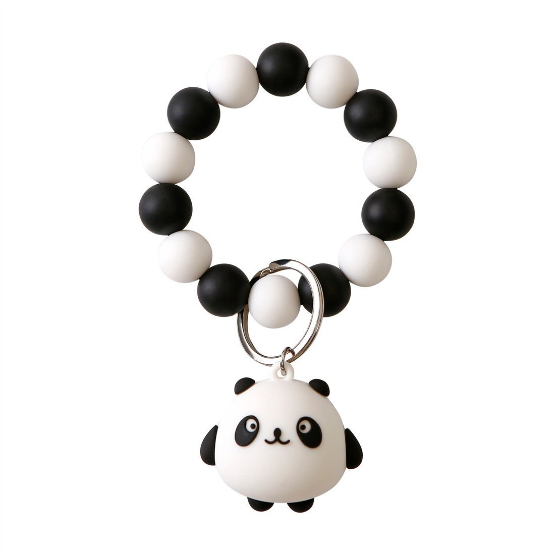 Schwarz Panda das für Handgelenk mit DÖRÖY Perlen Silikon-Schlüsselanhänger Schlüsselanhänger