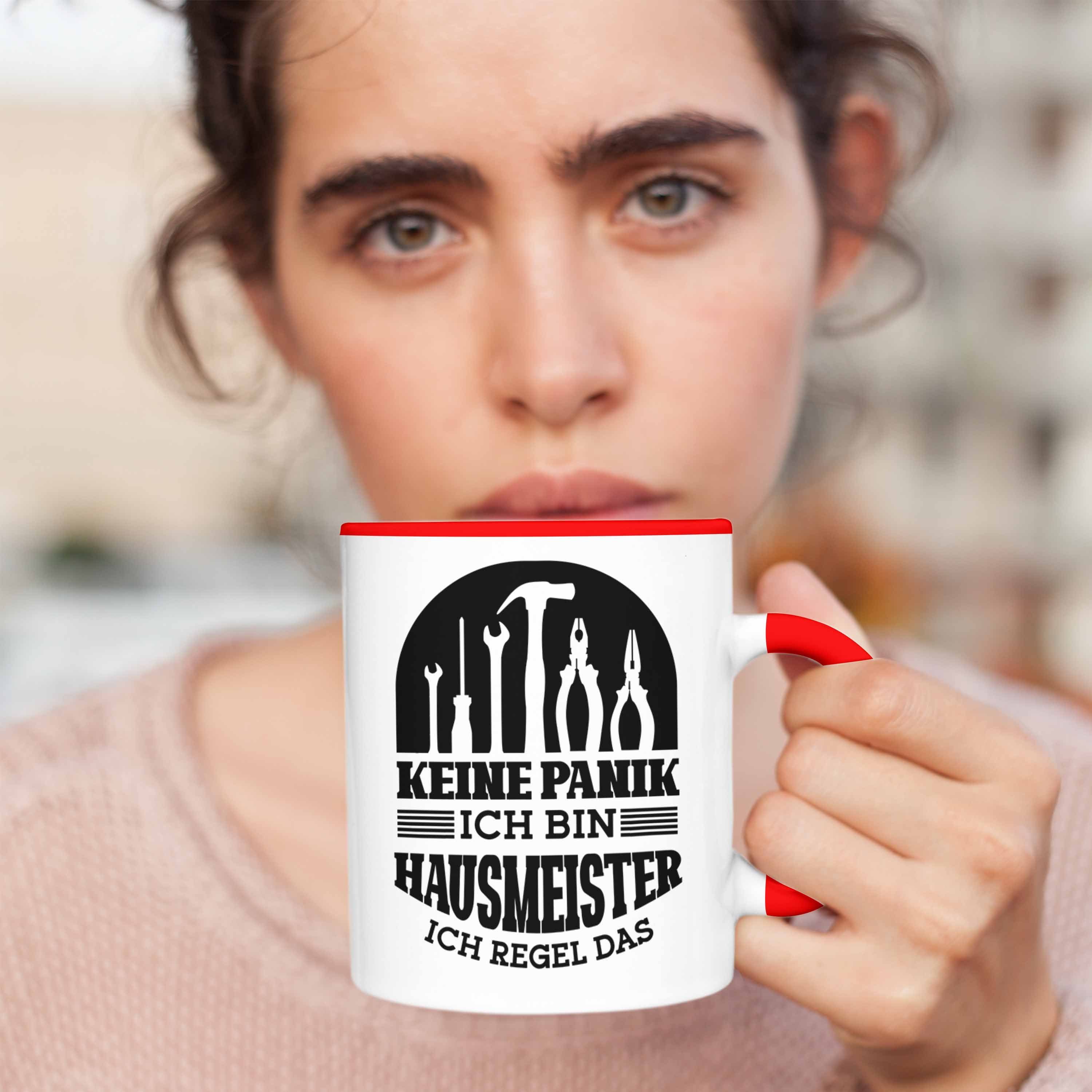 Trendation Rot Lustiger Hausmeiste für Spruch Tasse Geschenkidee Geschenk Tasse Hausmeister