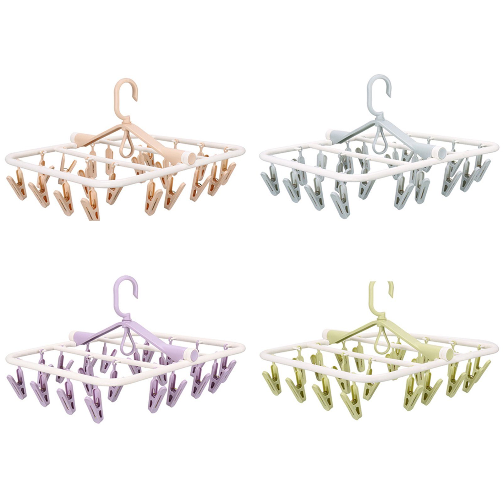 Blusmart Kleiderbügel 20 Clips das Faltbare nordische Lila Für Kleidung Multi-Clip-Kunststoff-Kleiderbügel