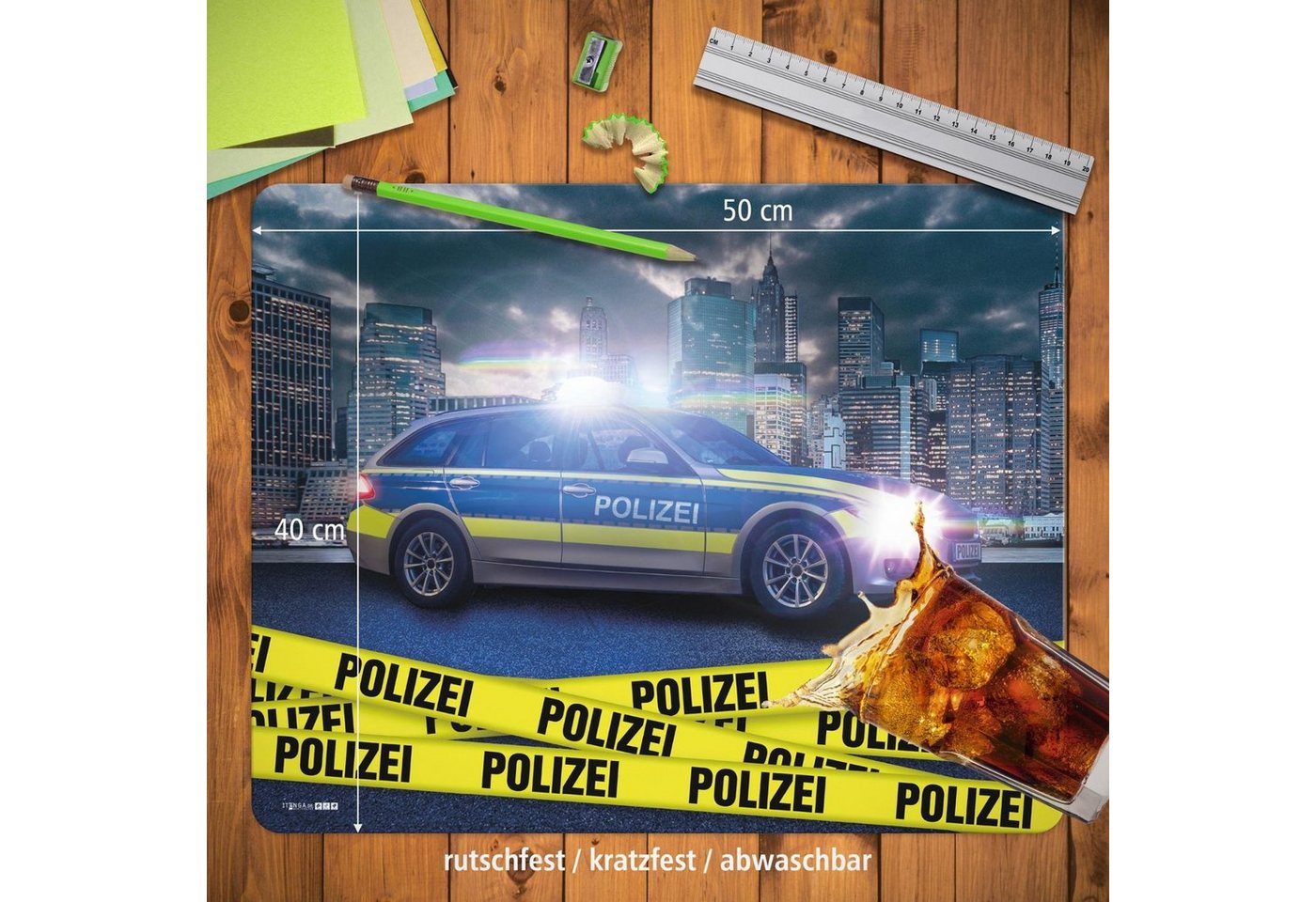 Thumbnail - itenga Schreibtischunterlage itenga Deluxe Schreibtischunterlage Polizei 50x40