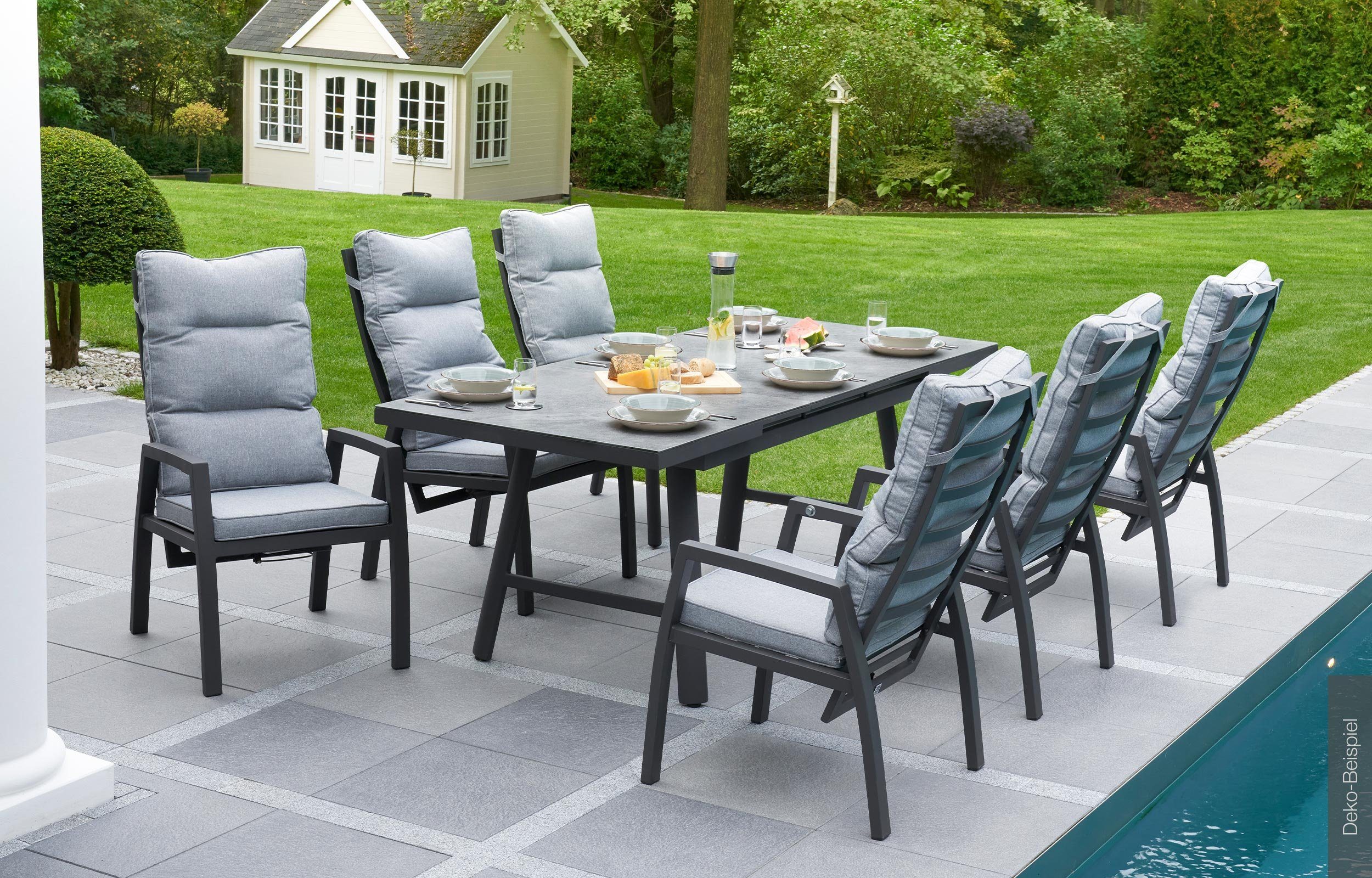 Garden Dining Verstellsessel Gartenstuhl Set »Bondino« anthrazit- LC LC Garden eckig 6er Positionsstuhl