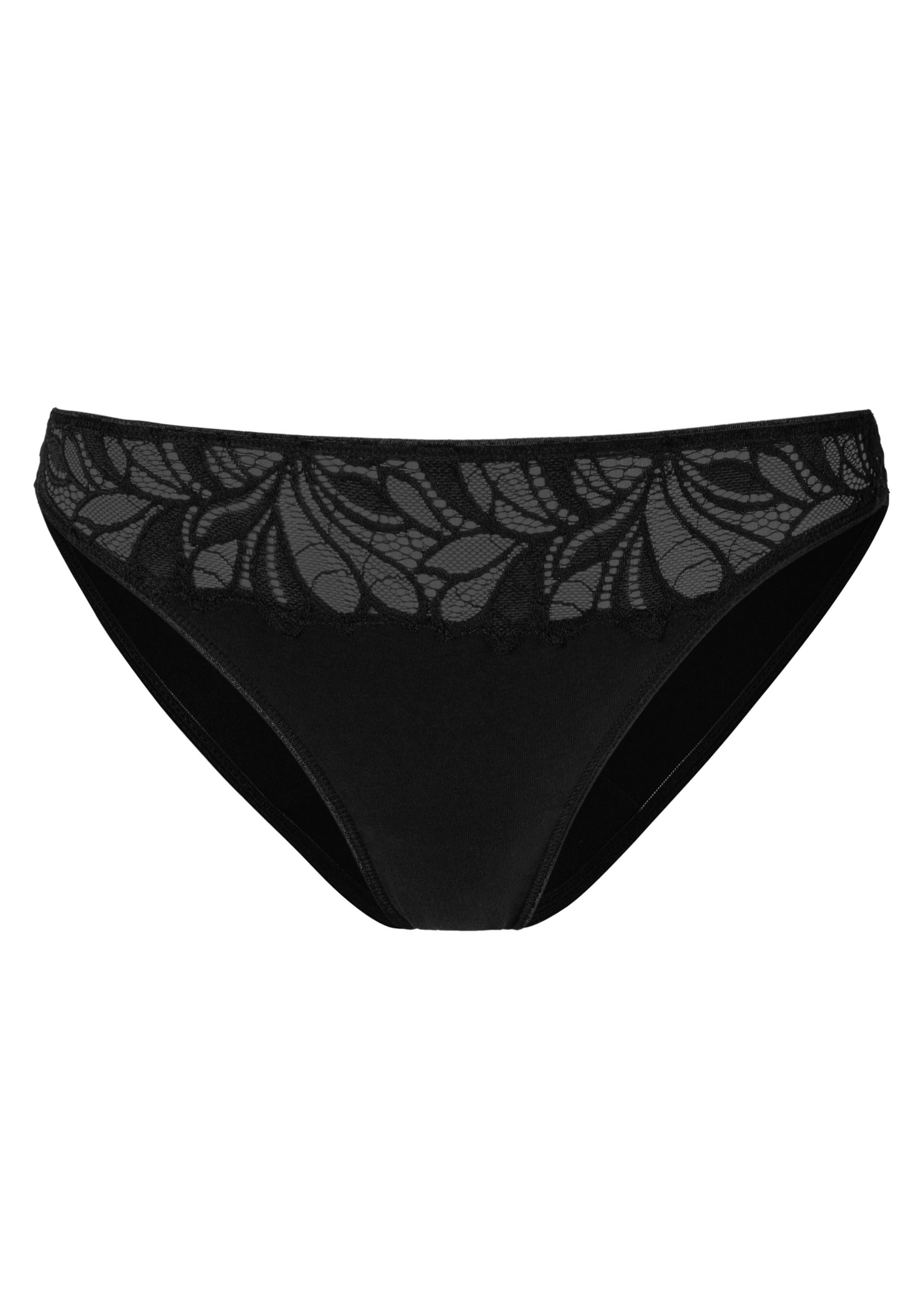 Vivance schwarz 5-St) (Packung, Bikinislip elastischer Baumwoll-Qualität aus