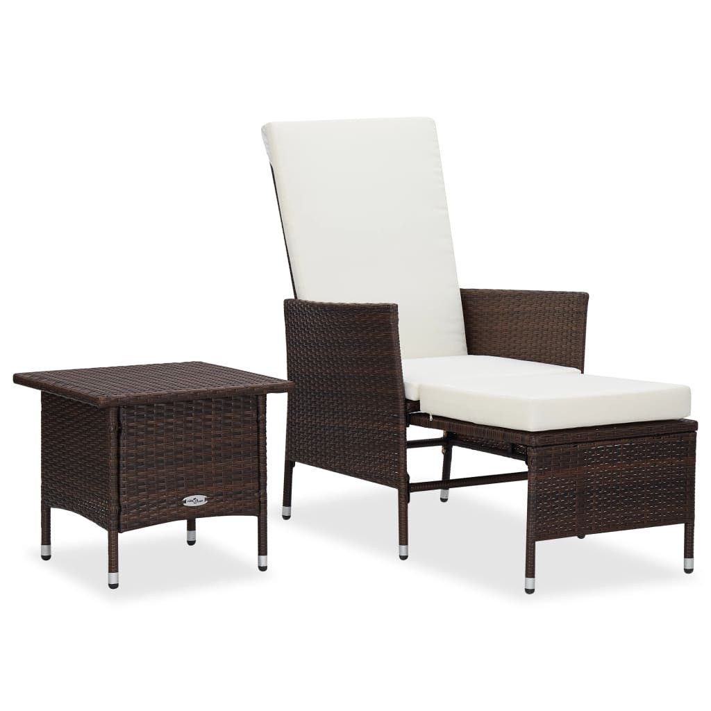 vidaXL Gartenlounge-Set 2-tlg. Garten-Lounge-Set mit Kissen Poly Rattan Braun, (2-tlg)