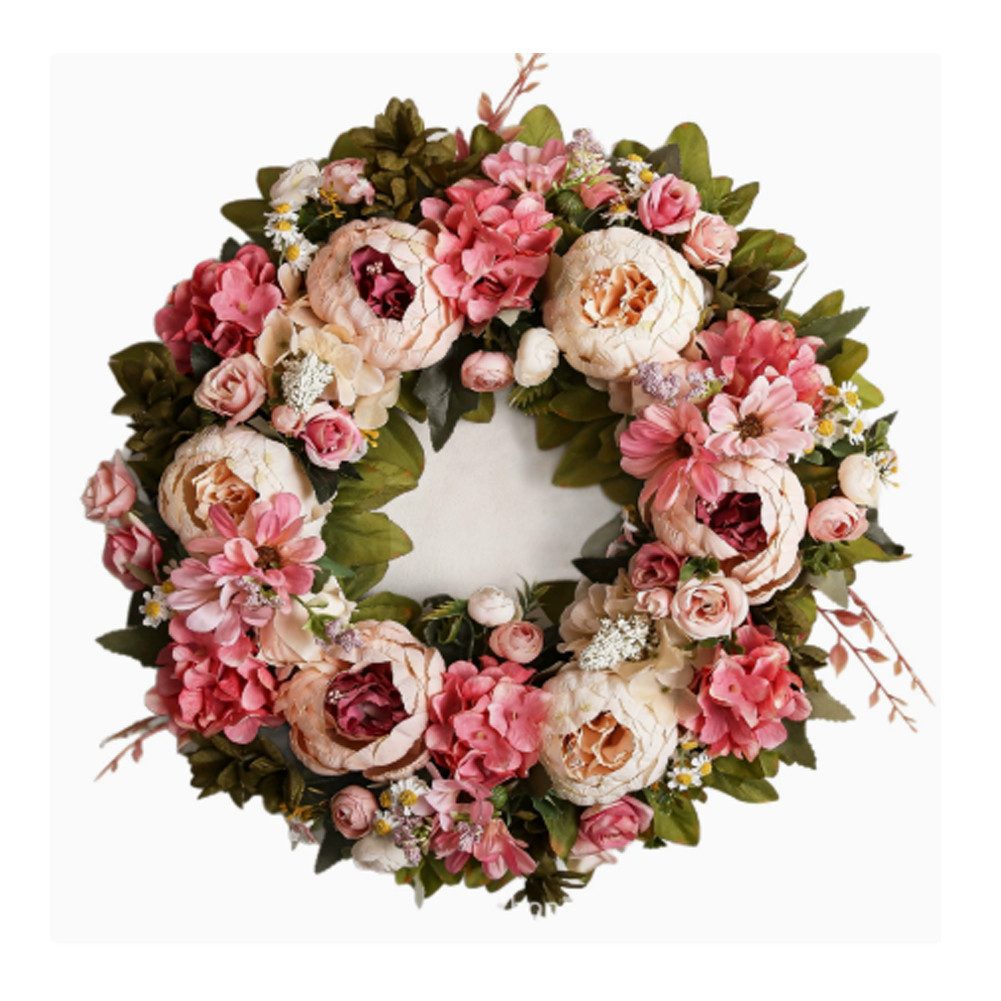 Kunstkranz 45cm Künstlicher Wildblumen Türkranz mit bunten Blüten, FANNOU, für Haustür, Wand, Bauernhaus, Garten, Innen & Außen, Partydekoration