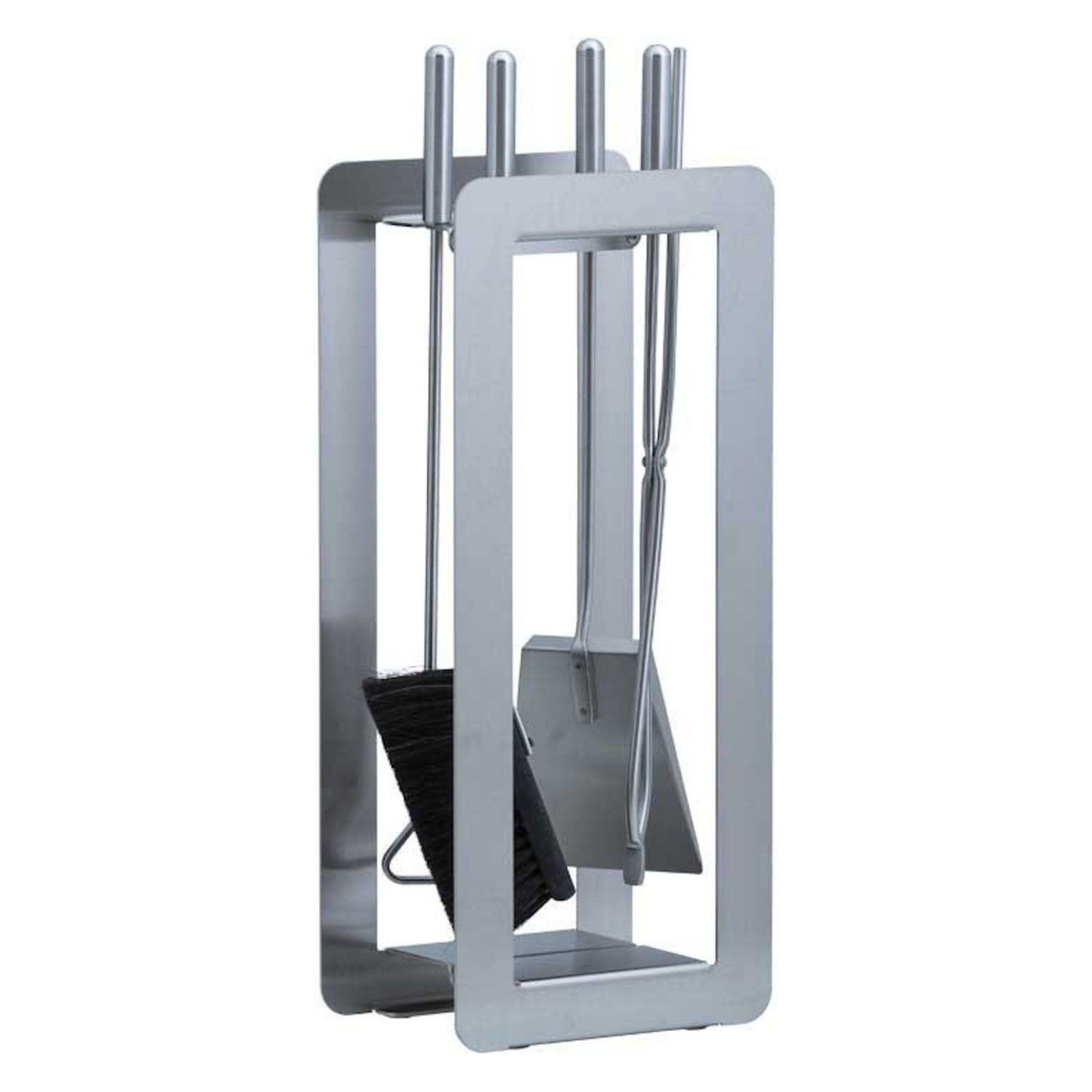 Heibi Metall Kaminholzregal Heibi Kaminbesteck aus Edelstahl 5-teilig silber modern 22,5x16x59 cm