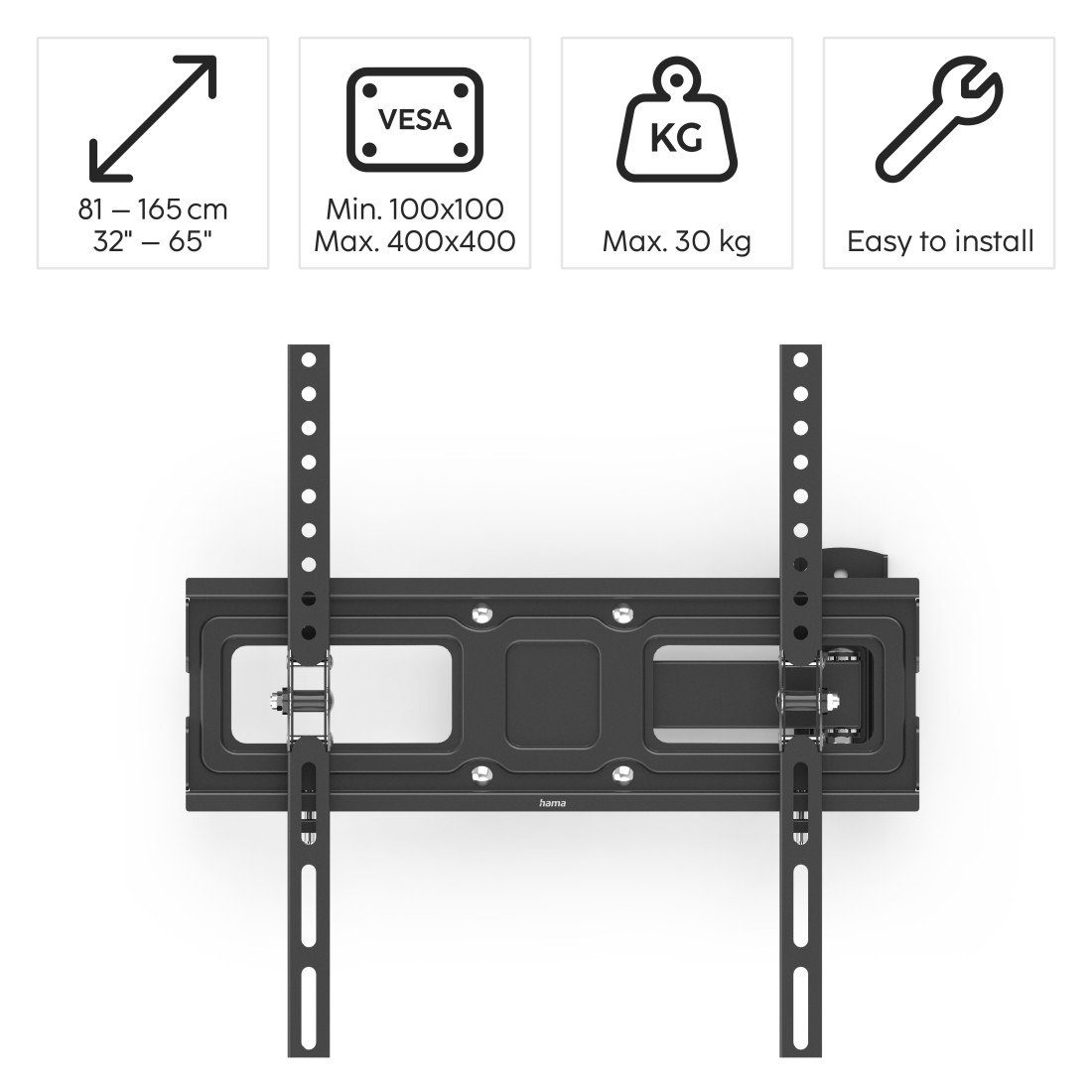 Hama TV-Wandhalterung schwenkbar,vollbeweglich, 81 - 165 cm (32"- 65), 43", 50", 55", (bis 65 Zoll)