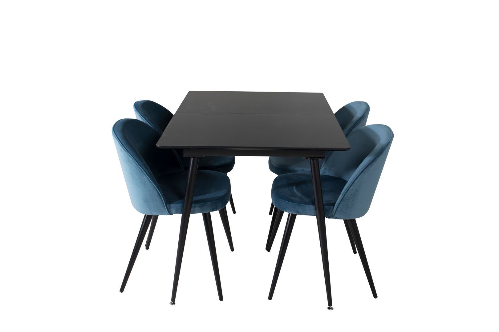 ebuy24 Essgruppe SilarBLExt Essgruppe Esstisch ausziehbarer Tisch L, (5-tlg) schwarz;blau;schwarz | Essgruppen