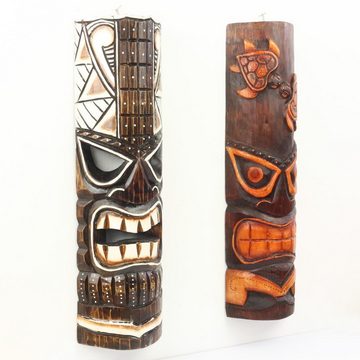 Oriental Galerie Dekofigur 2er Deko Masken Set aus Holz Tiki 50 cm (1 St), Holz Tiki Bar zum aufhängen