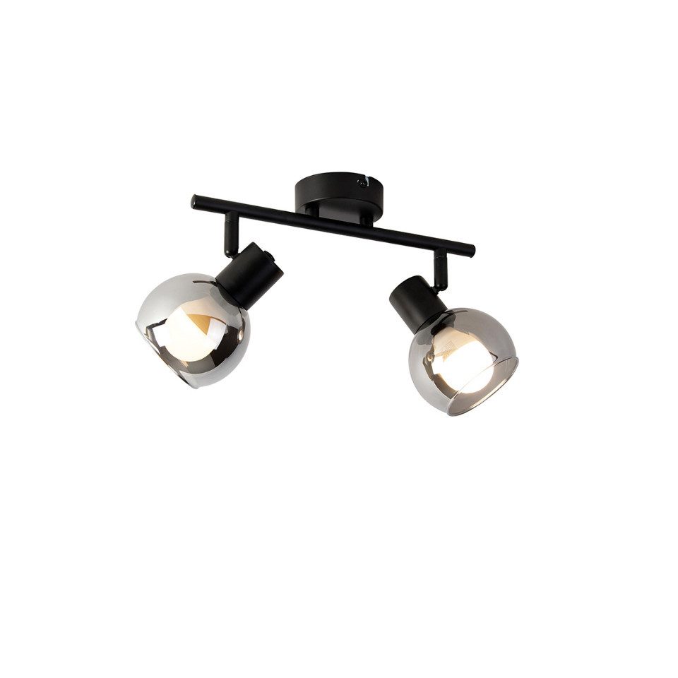 Qazqa LED Aufbaustrahler Vidro, Dimmbar, LED wechselbar, Extra-Warmweiß, QAZQA Aufbau­spot, e14, Schwarz, Glas, Art Deco