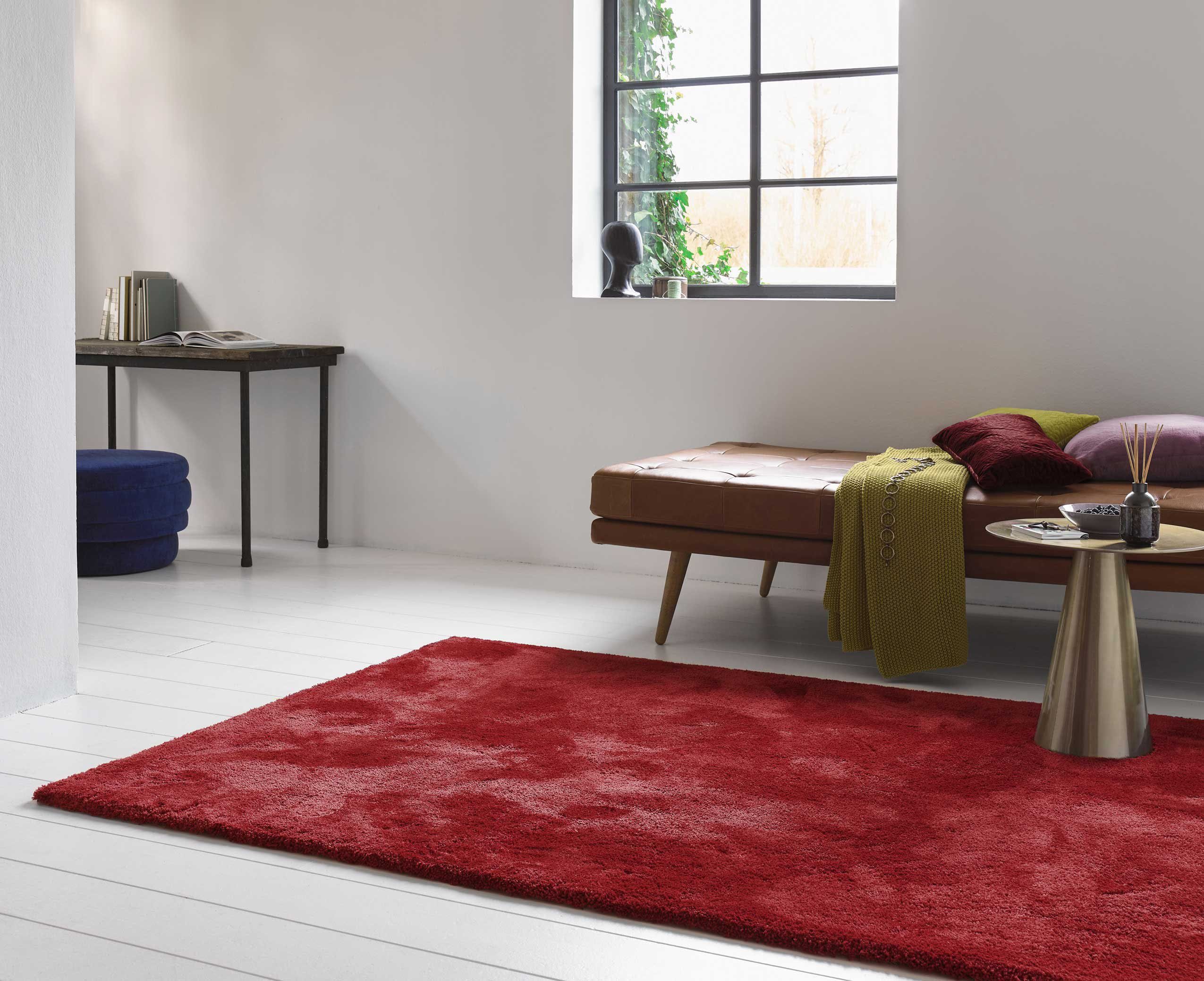 25 mm, Wohnzimmer, Esprit, rot Farbauswahl, Hochflor weicher dichter sehr rechteckig, Relaxx, Hochflor-Teppich Höhe: große