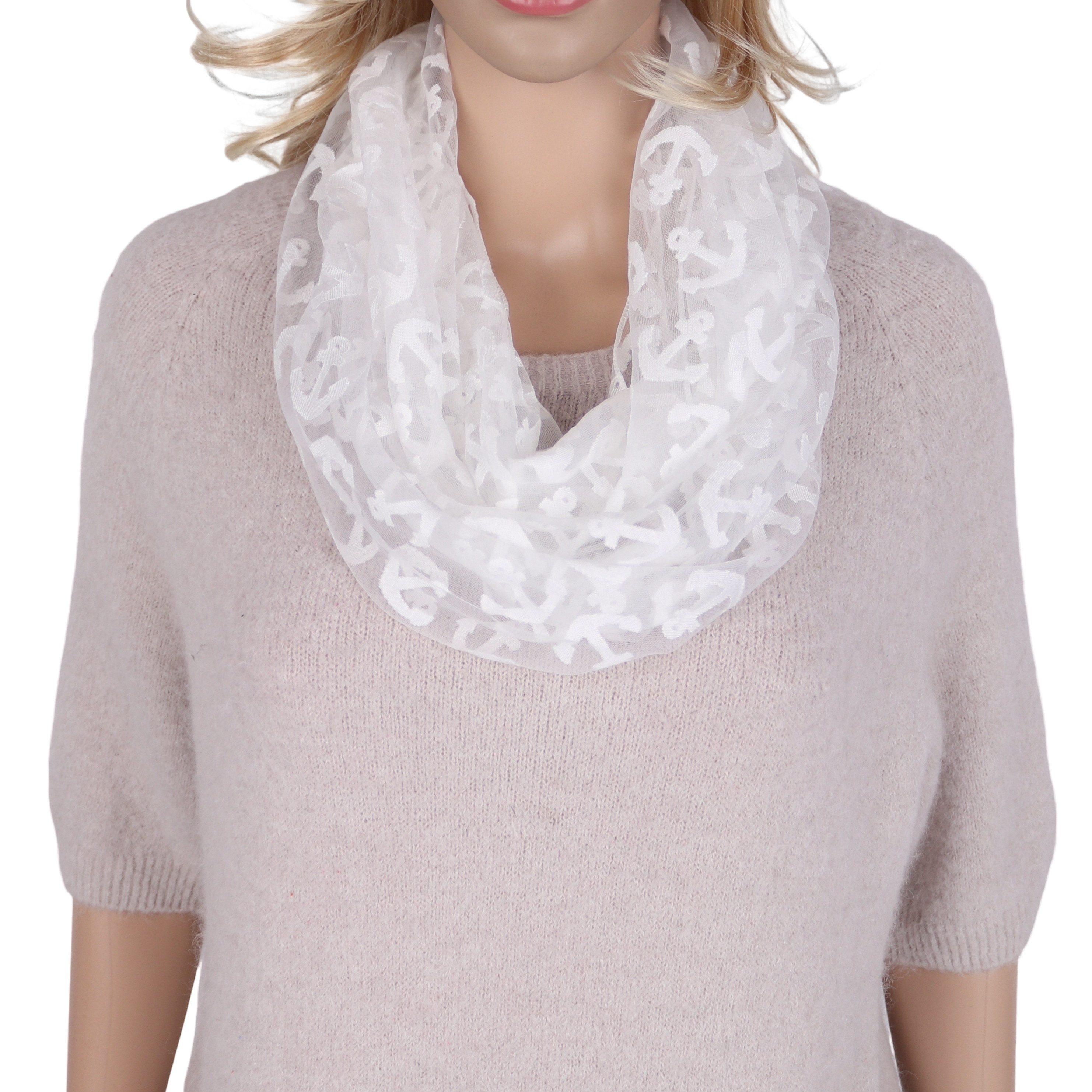 MIRROSI Loop Damen Schal Unifarbe HALBTRANSPARENT, Tolle Muster, Schlauchschal, (ca. 160x38cm, zweimal um den Hals wickelbar), sehr leicht und angenehm zu tragen