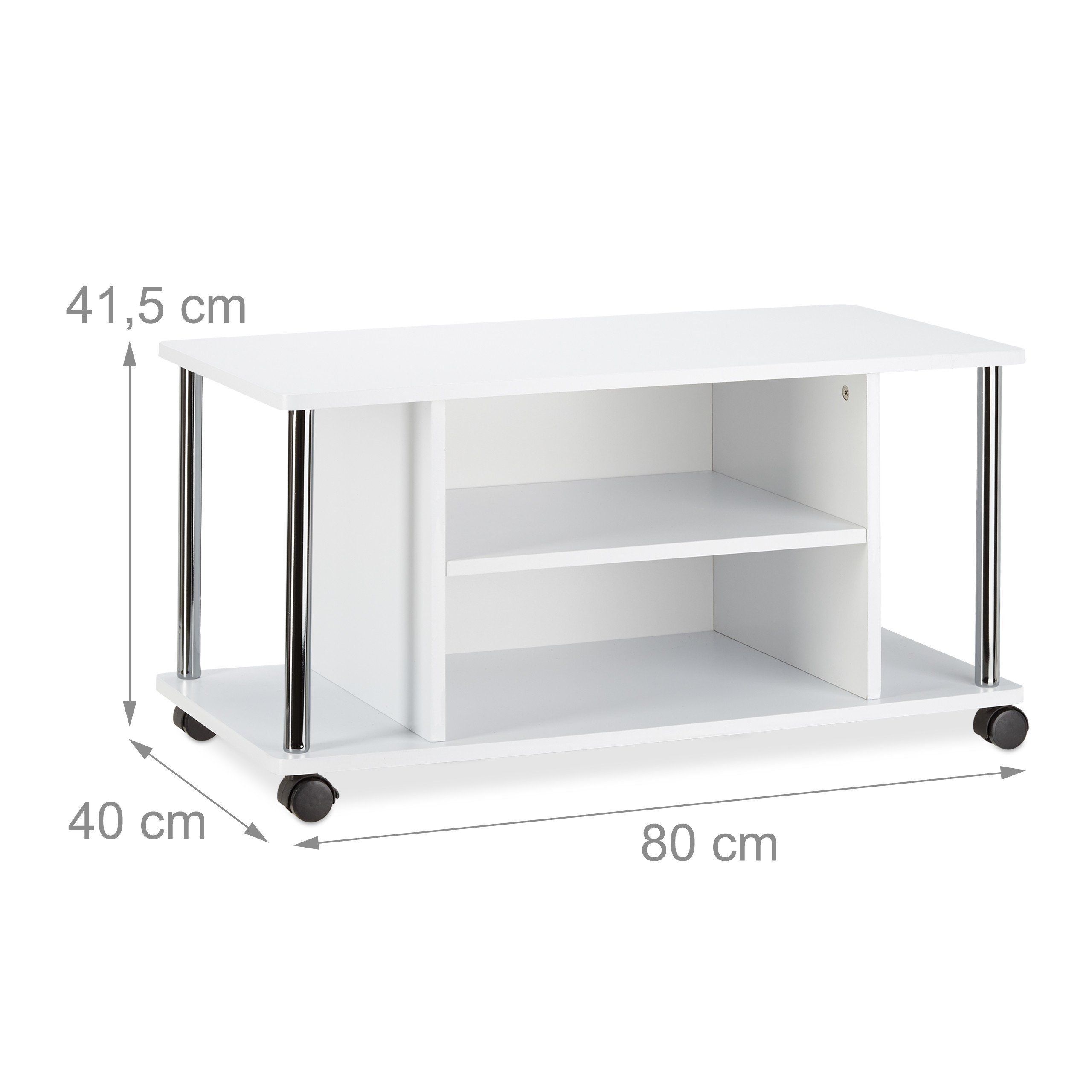relaxdays TV-Regal Fernsehtisch weiß mit Rollen, 1-tlg. – Bild 4 von 5