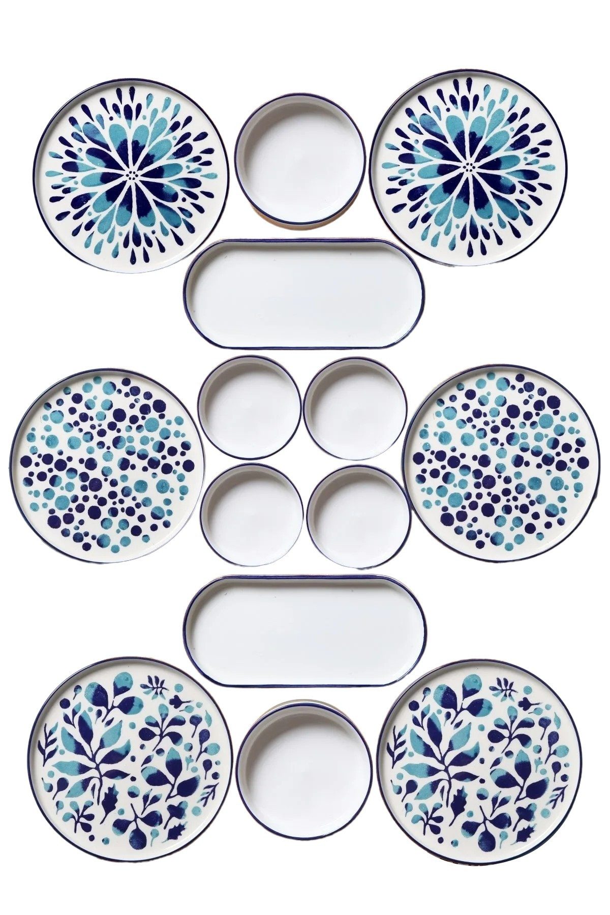 Hermia Concept Geschirr-Set 6 Tellern, 2 Platten und 6 Schüsseln Dieses Set 100 % Keramik (14-tlg), 6 Personen, Keramik, Steinzeug, spülmaschinenfest und mikrowellengeeignet