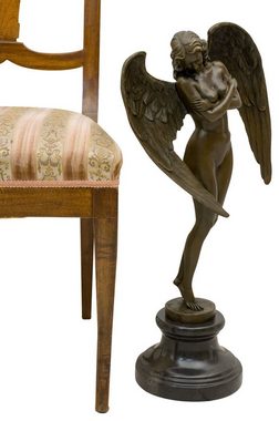Aubaho Skulptur Bronzeskulptur geflügelte Nacht Engel im Antik-Stil Bronze Figur Statu