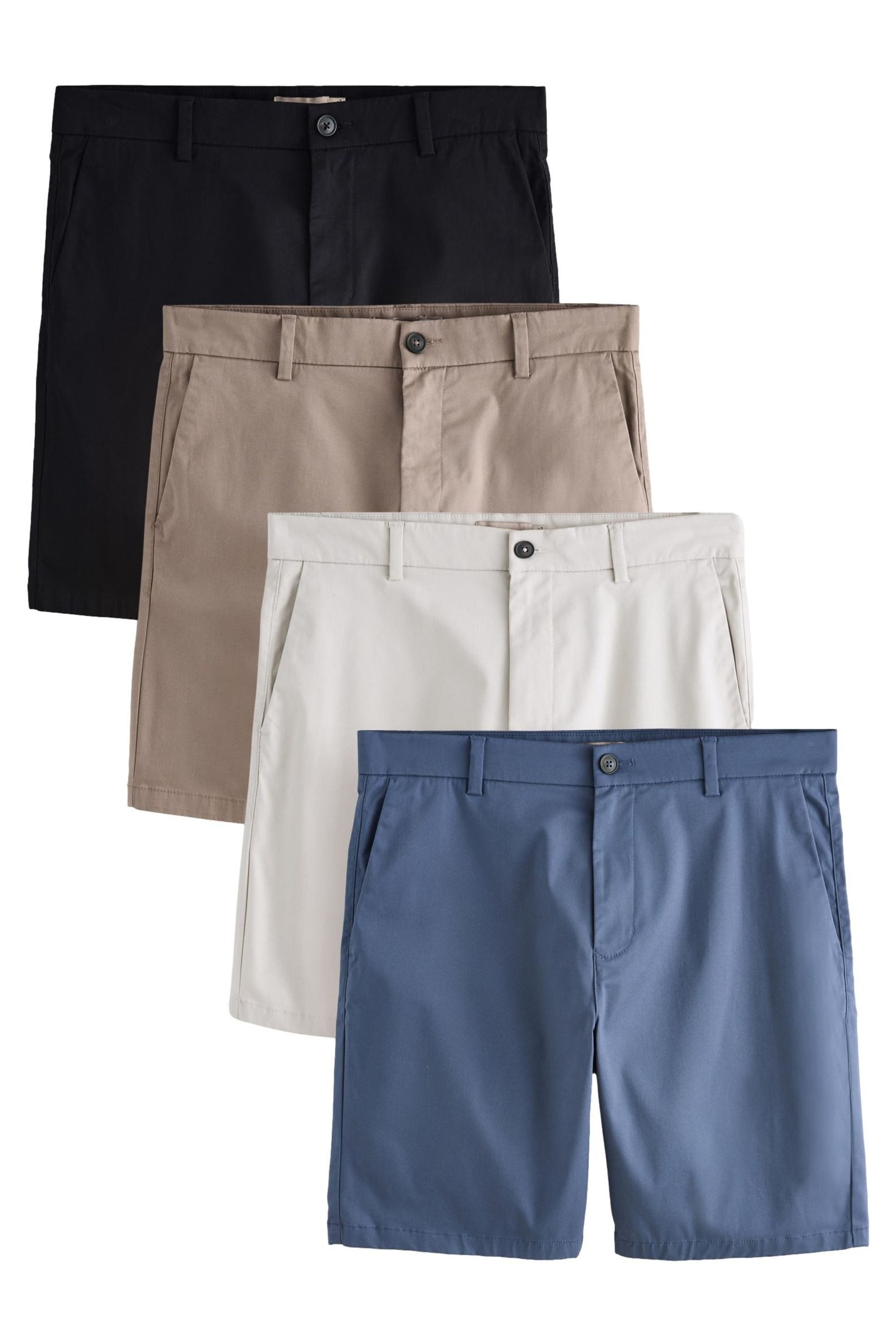 Shorts Straight Fit Stretch-Chinoshorts, 4er-Pack
