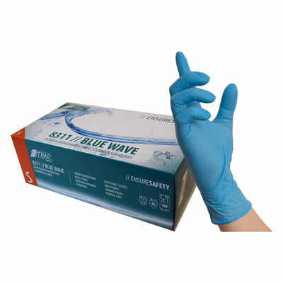 Nitras Medical Nitril-Handschuhe NITRAS Einmalhandschuhe BlueWave 8311 100St Einweghandschuhe puderfrei (Spar-Set)