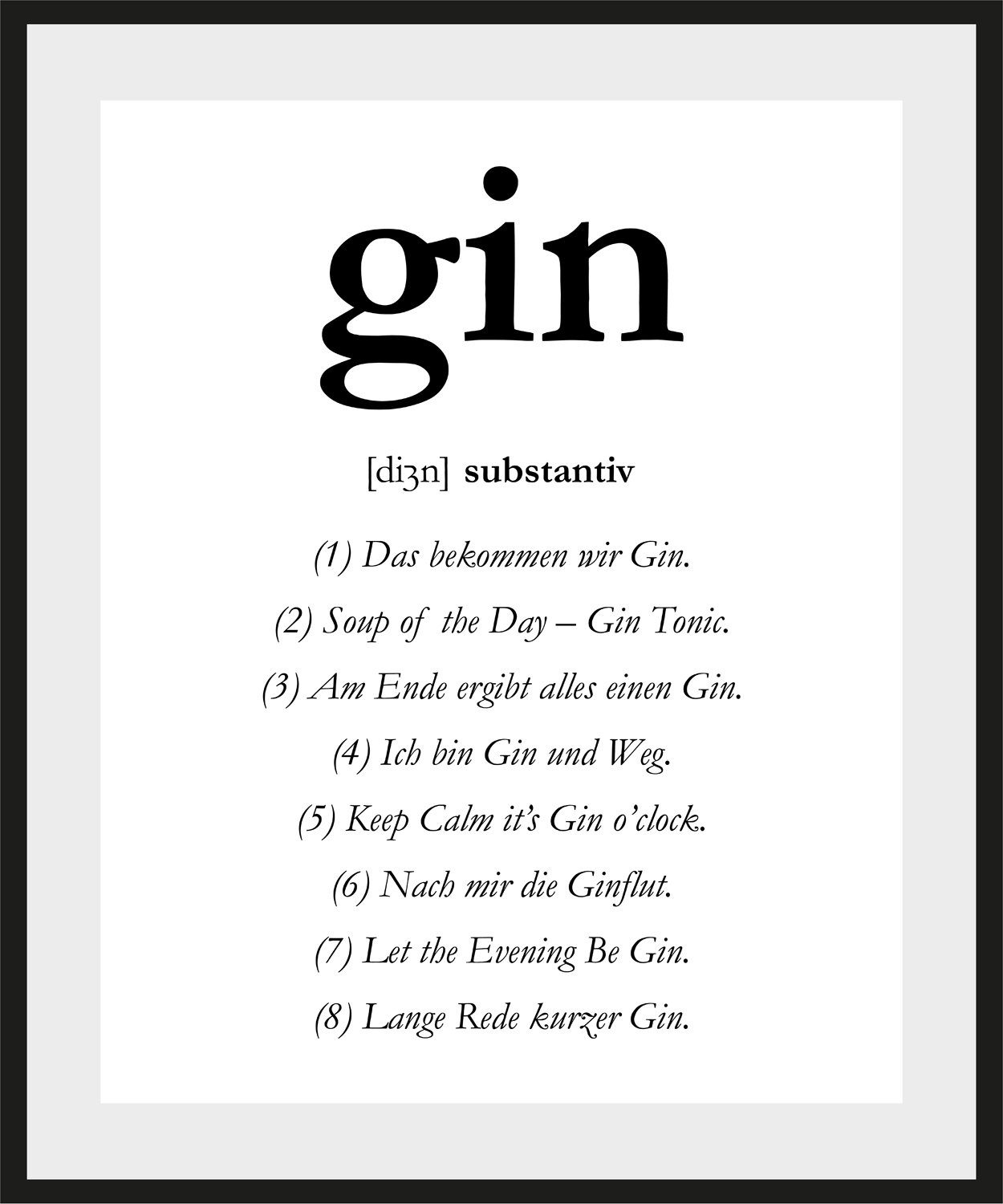 queence Bild gin, Schriftzug, SchwarzWeiß, Sprüche & Texte, HD Premium