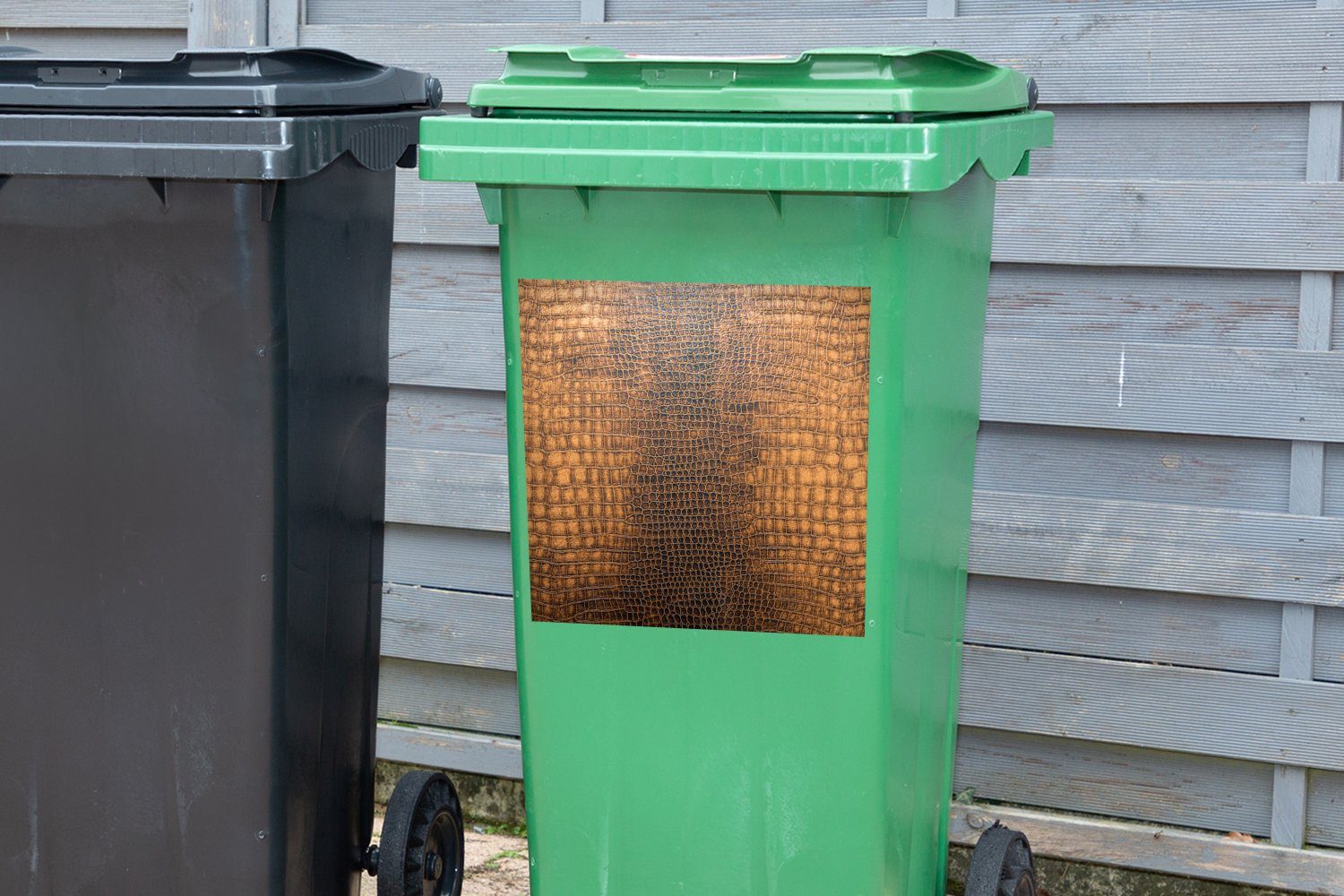 MuchoWow Textur Abfalbehälter Wandsticker Tierhaut - Container, St), Leder Sticker, - (1 Mülleimer-aufkleber, Mülltonne,