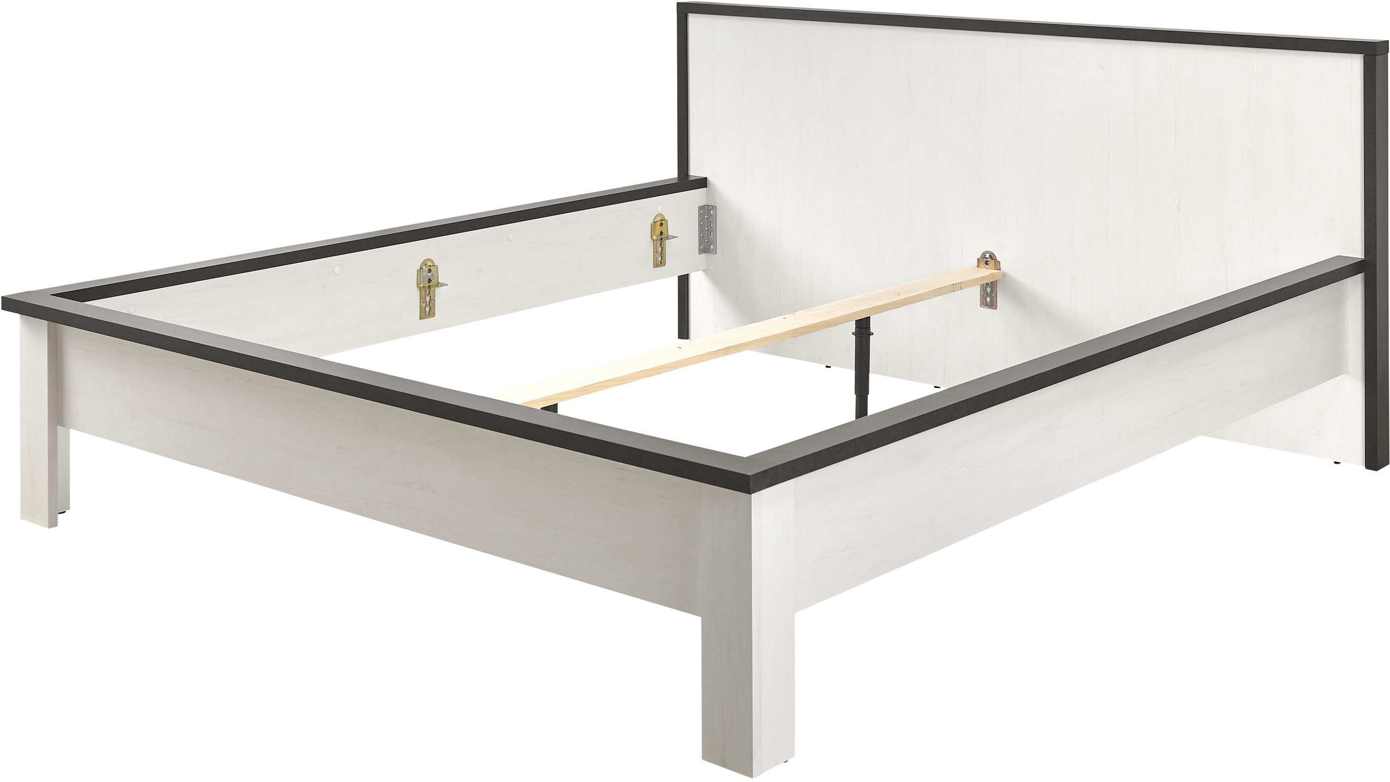 Home affaire Bettanlage SHERWOOD, (3-tlg), Liegefläche Bett 180x200cm, 2 Nachttische mit jeweils 1 Schublade