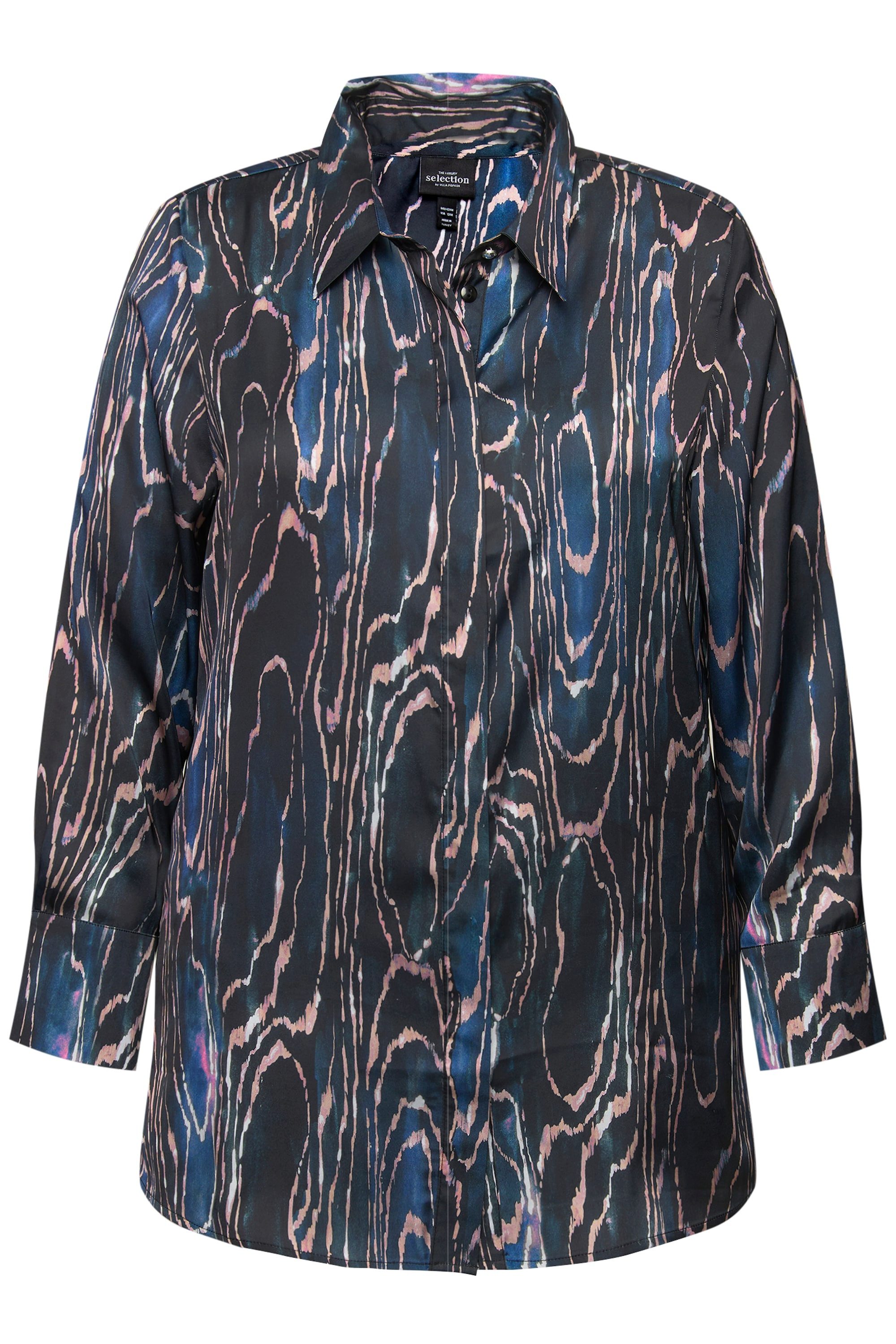Ulla Popken Hemdbluse Seidenbluse gerundeter Saum günstig online kaufen