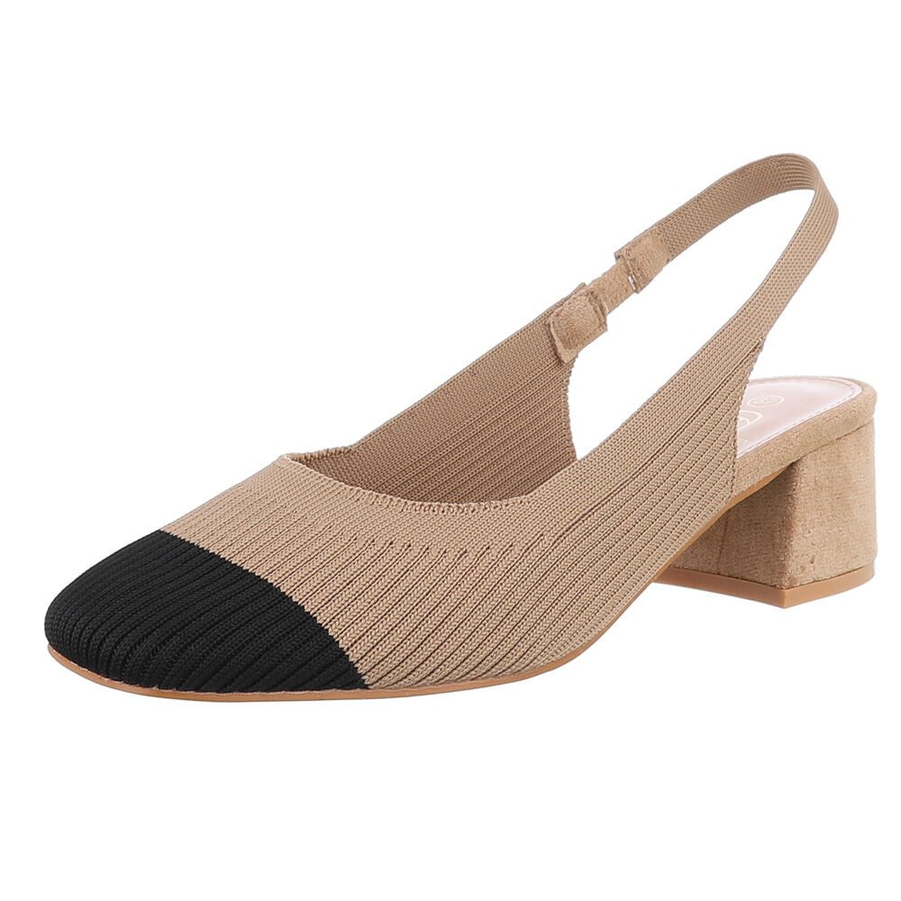 Ital-Design Bequemer Slingback-Pump für stilbewusste Frauen Schnürpumps (89092247) Blockabsatz Туфли in Hellbraun
