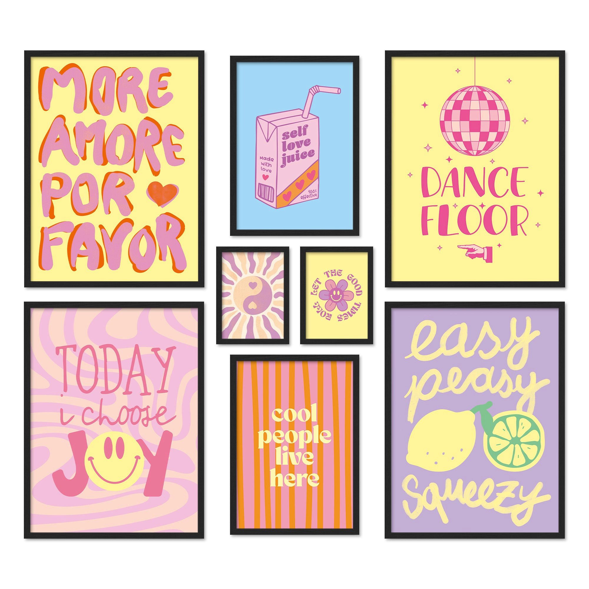 ARTFAVES Bilder-Collage Poster Set Fancy Dopamine Art I mehrteilige Bilderwand I Wandbilder Ab, (Wandbilder modern, 8 St)