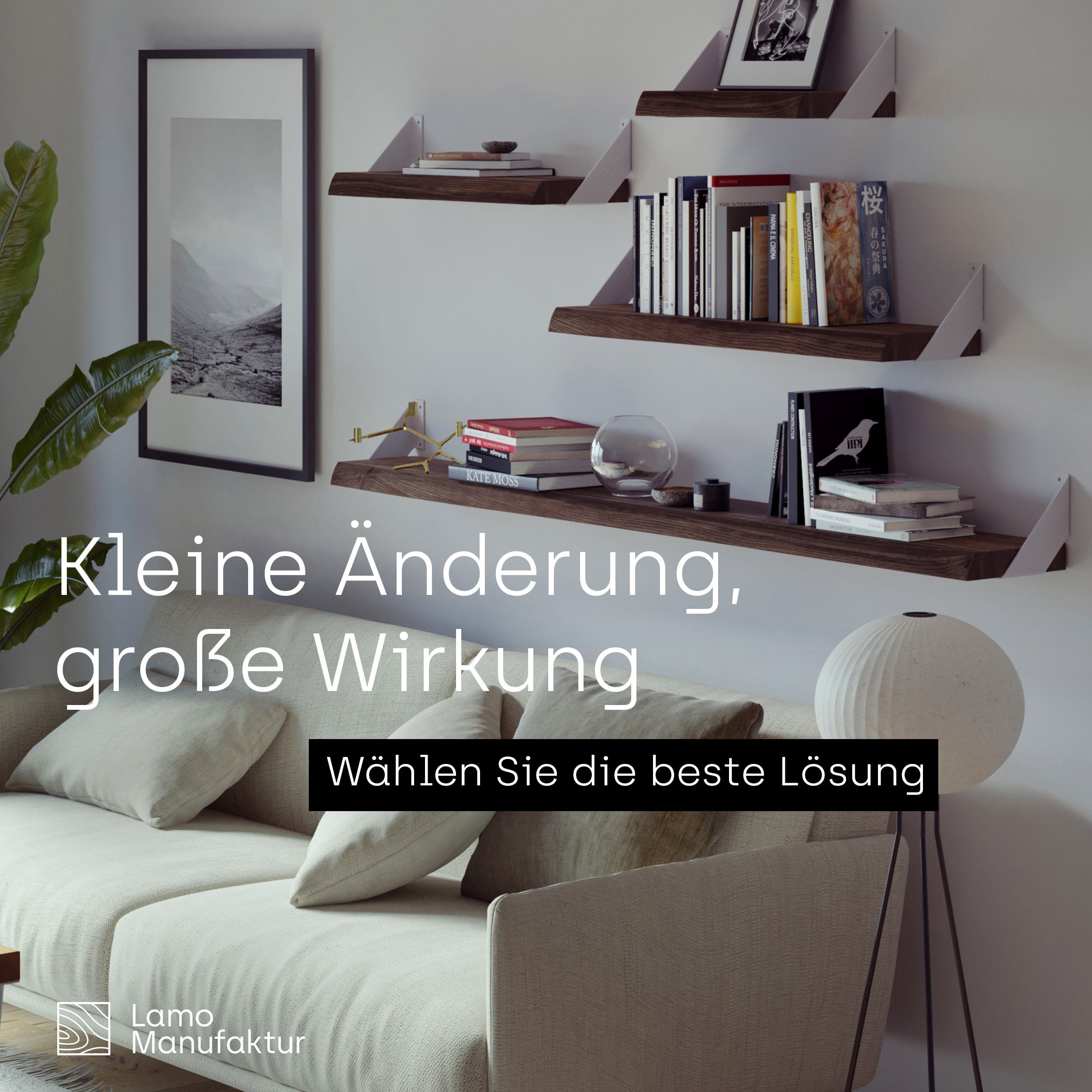 LAMO Manufaktur Wandregal Holz Baumkante Regal günstig online kaufen