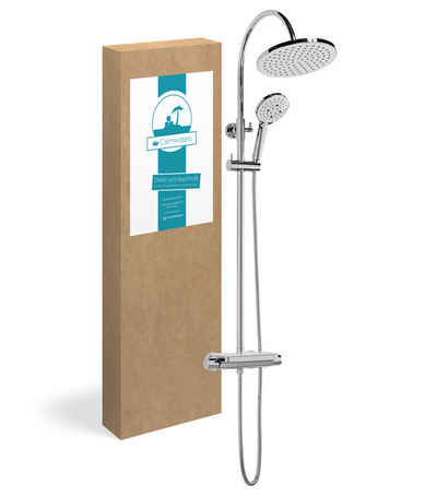 Calmwaters Duschsystem, Höhe 95 cm, 3 Strahlart(en), Duschsystem, mit Thermostat-Armatur und Ablage, Kleben oder Bohren, 20DP6174