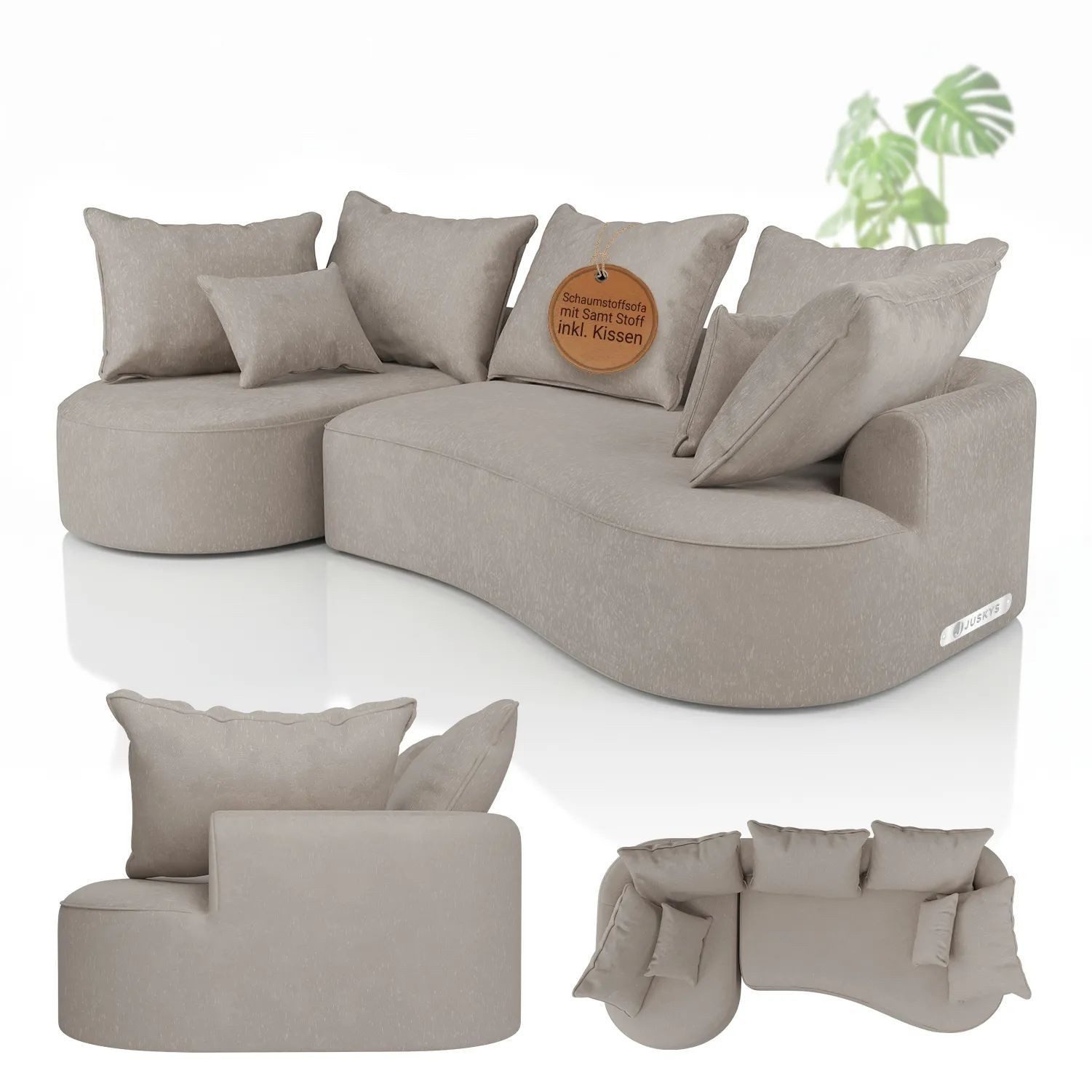 Juskys Ecksofa Tirano, 2 Teile, Entfaltet sich selbst, Rücken- & Dekokissen, bis 500 kg belastbar