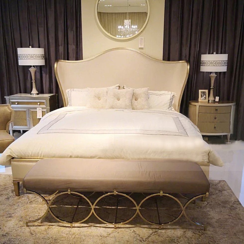 Set JVmoebel Betten Bett Nachttisch tlg. Design Luxus Hocker Schlafzimmer-Set Neu 4 Modern