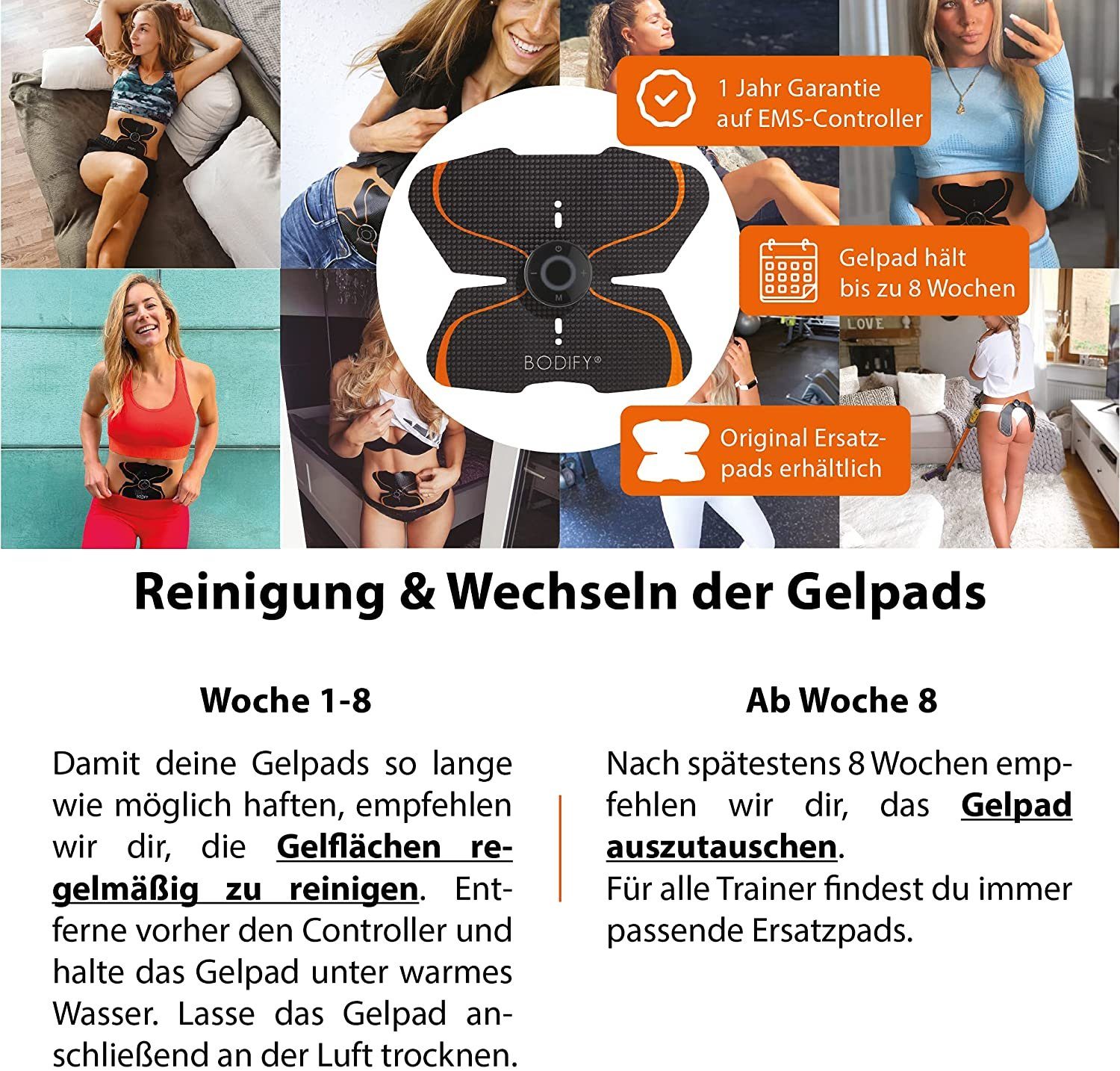 BODIFY EMS-Bauchmuskeltrainer - Original Ersatz-Pads 2er-Set (Ohne Controller) für EMS Bauchtrainer, (2-tlg)