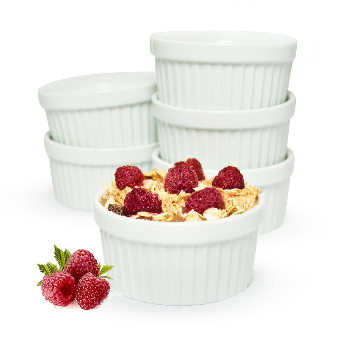 Sendez Soufflée-Form 6x Soufflé Förmchen aus Keramik Ø9 Crème-Brûlée Schälchen, Keramik, (6-St)