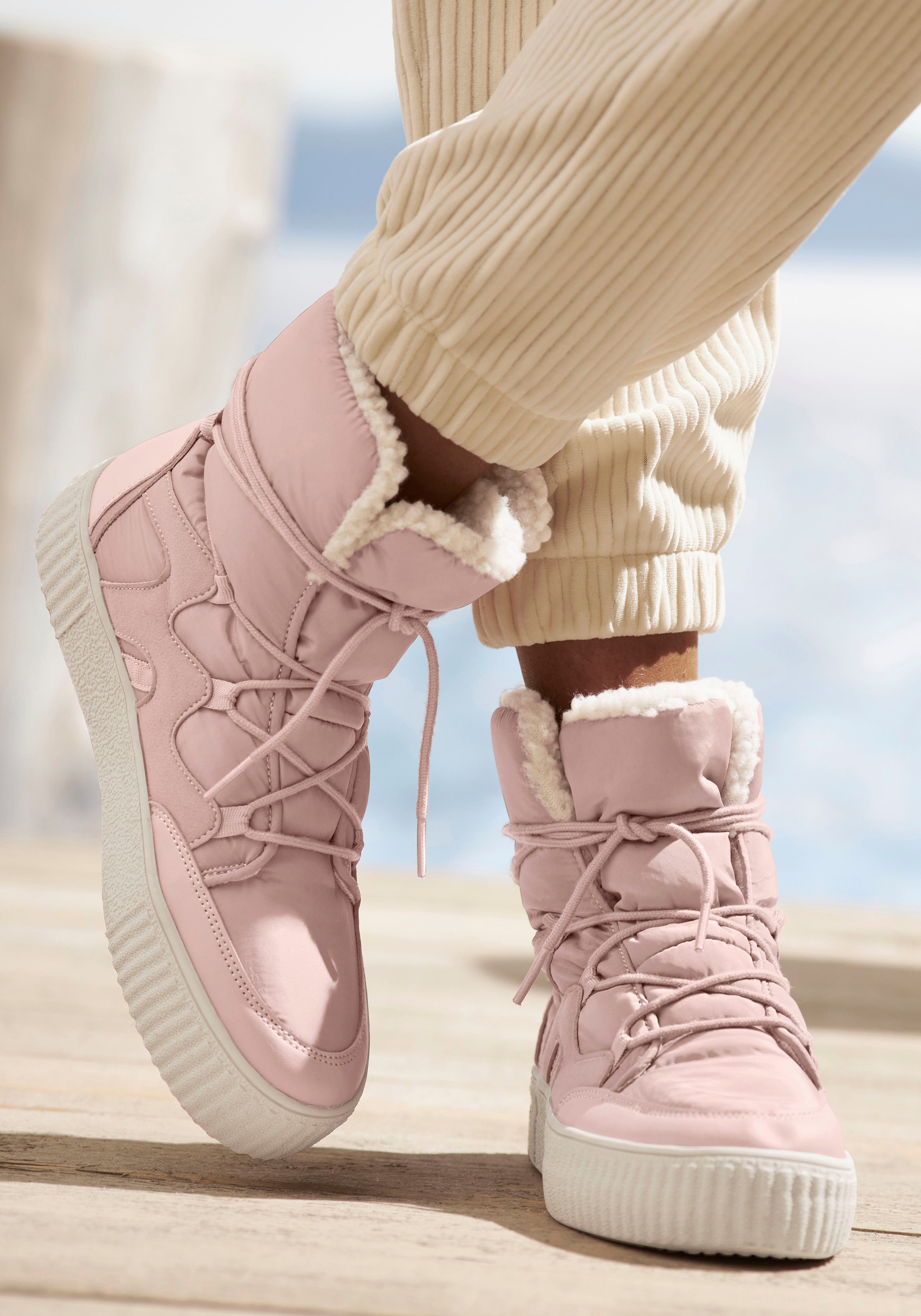 LASCANA Winterboots mit Warmfutter, Snowboots, Schnürstiefelette, günstig online kaufen