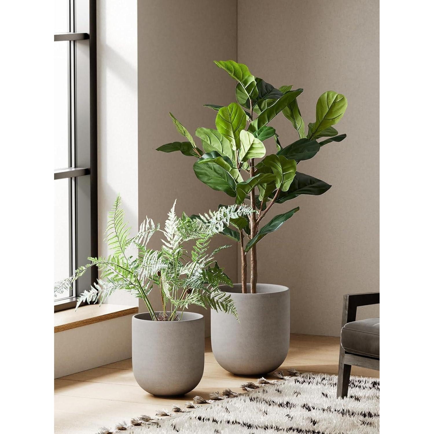 LuxusKollektion Blumentopf Übertöpfe Keramik Zimmerpflanzen Abflussloch Plug Grau 30 cm