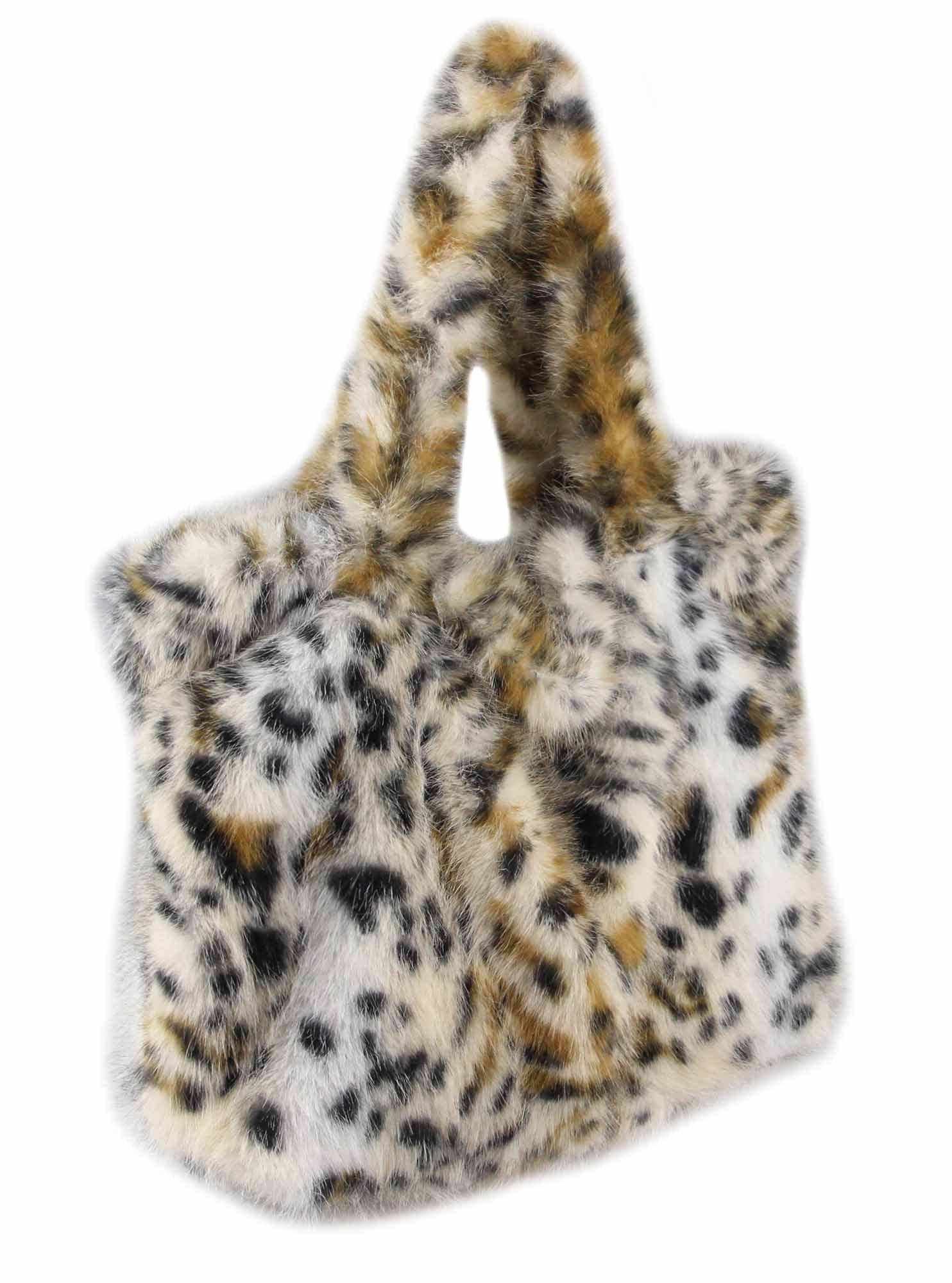 ITALYSHOP24 Schultertasche XXL Damen Leopard Print Tasche PELZTASCHE Shoppe günstig online kaufen