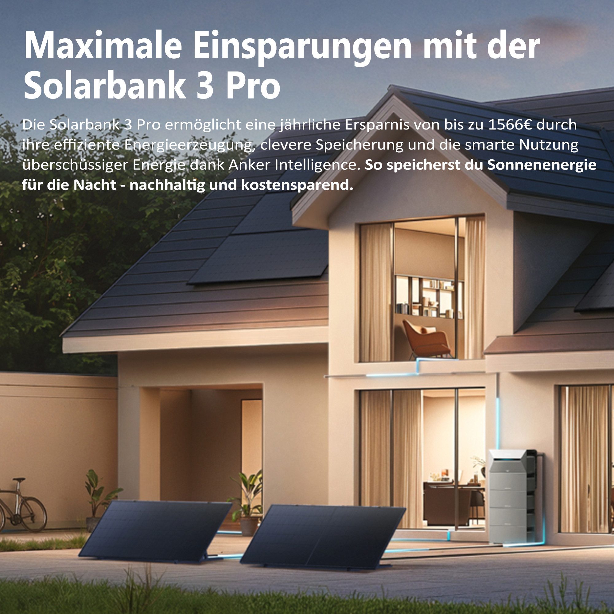 SolarMars Balkonkraftwerk mit Speicher 2000W Anker Solix Solarbank 3 E2700 Pro, 2000 W, Monokristallin, (mit optionaler BP2700 Erweiterungsakku und Halterung),  – Bild 5 von 5