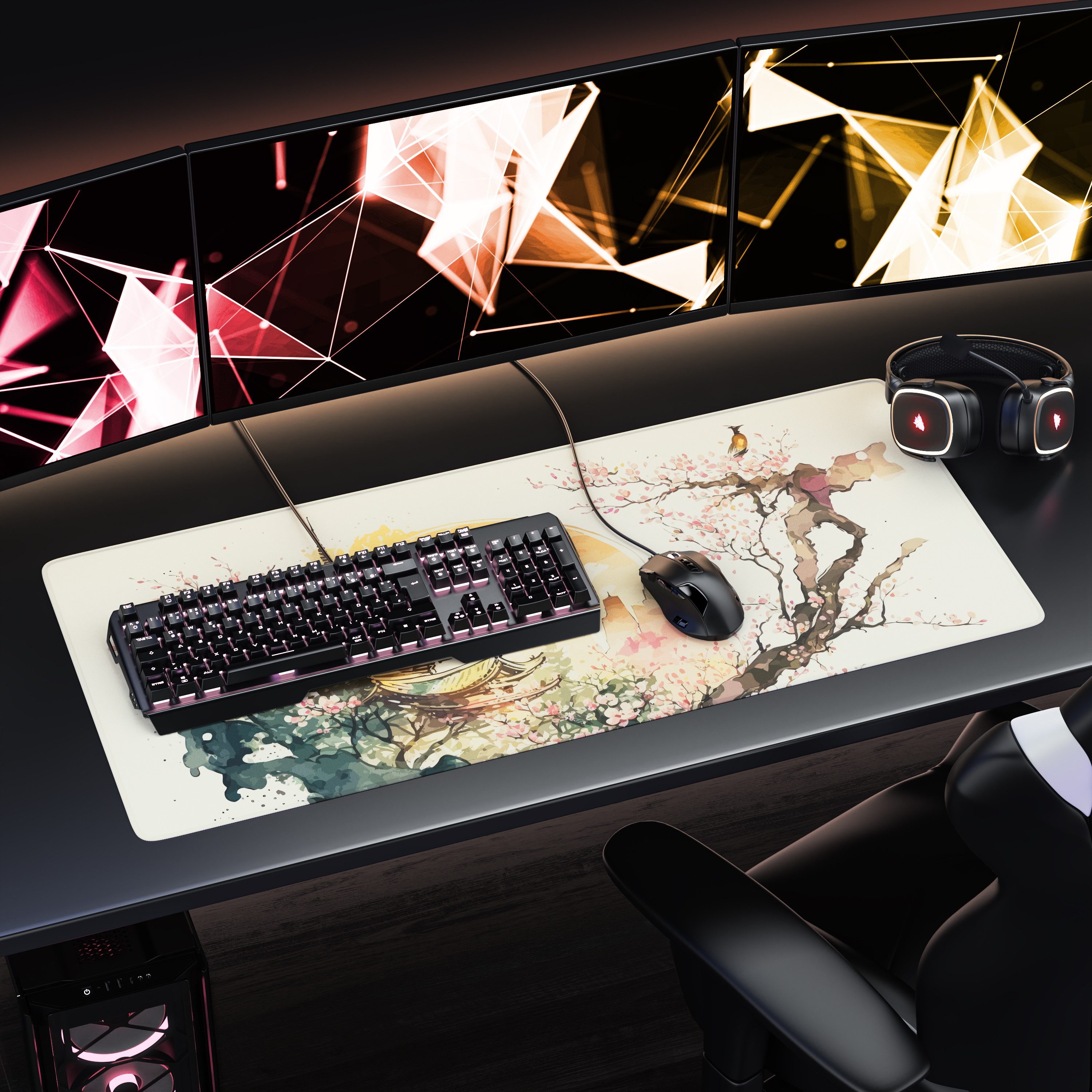 Titanwolf Gaming Mauspad XXL Speed Mousepad 900 x 400 x 3 mm, Schreibtischauflage, abwaschbar (1-St), rutschfest, Geschwindigkeit & Präzision, Japan Ink Paintin – Bild 5 von 5