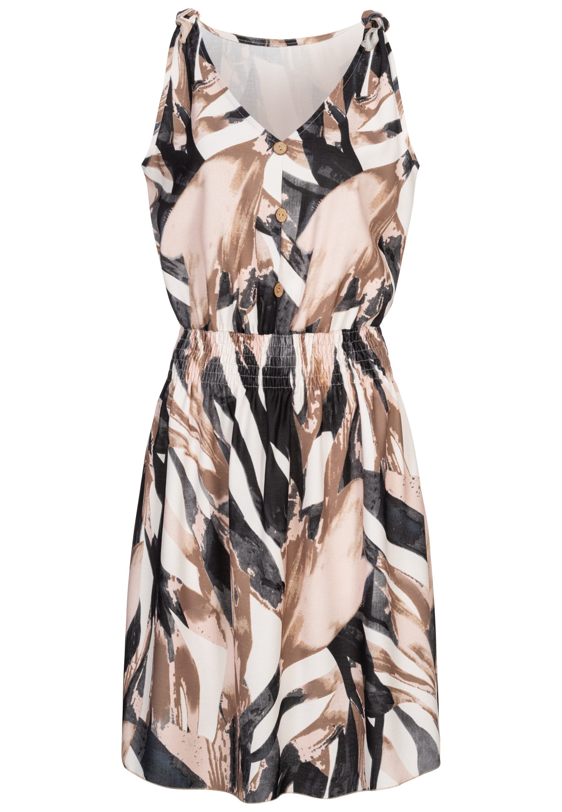 CLOUD 5IVE Shirtkleid CLOUD 5IVE Dress with buttons and knot details abstract print (1-tlg)